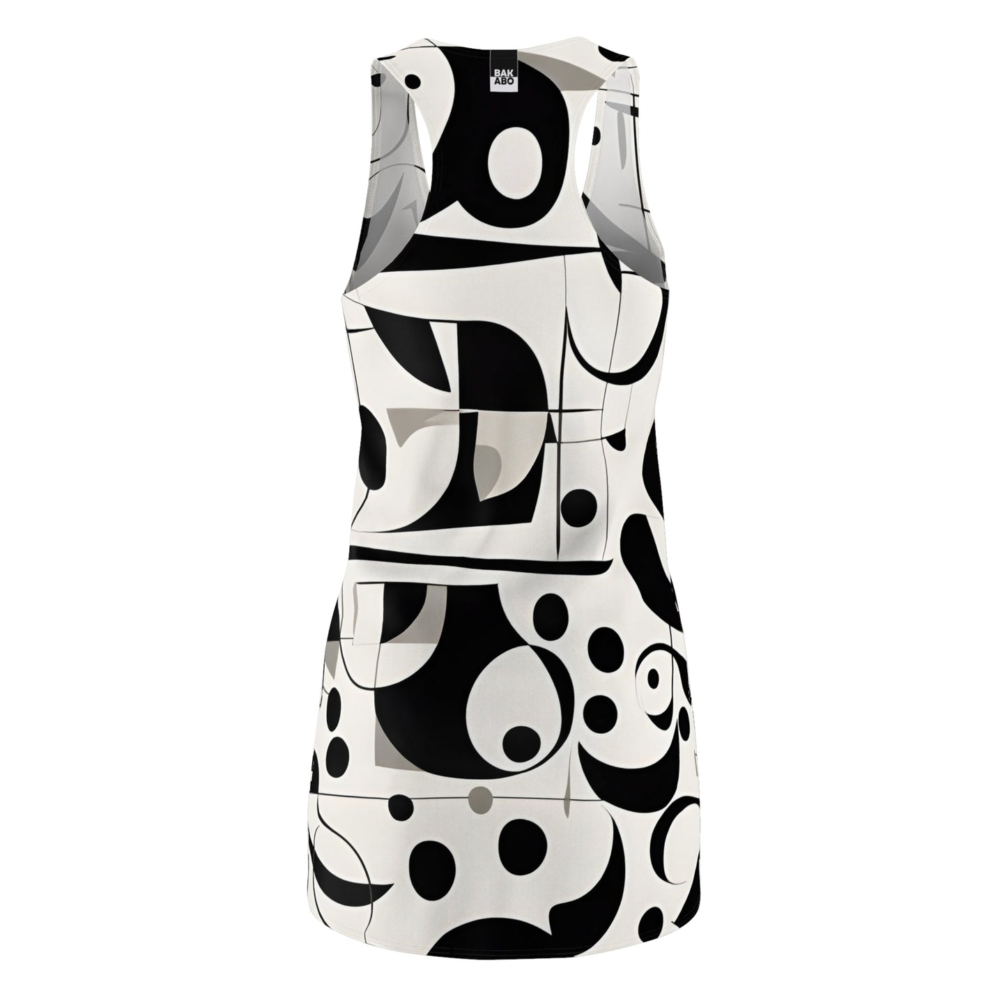 Abstract Black & White Racerback Dress — Modern Geometric AOP Printify bakabo.club