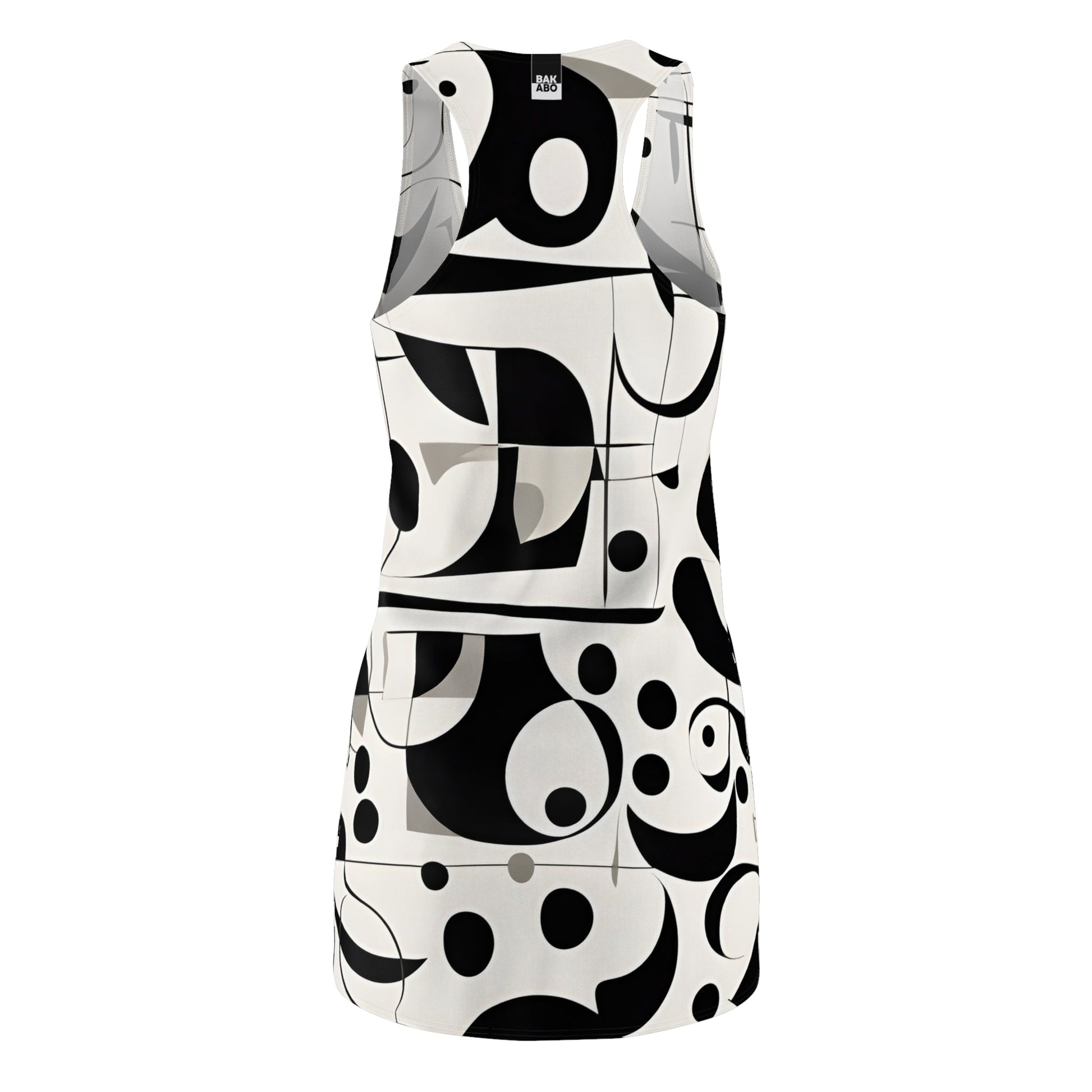 Abstract Black & White Racerback Dress — Modern Geometric AOP Printify bakabo.club