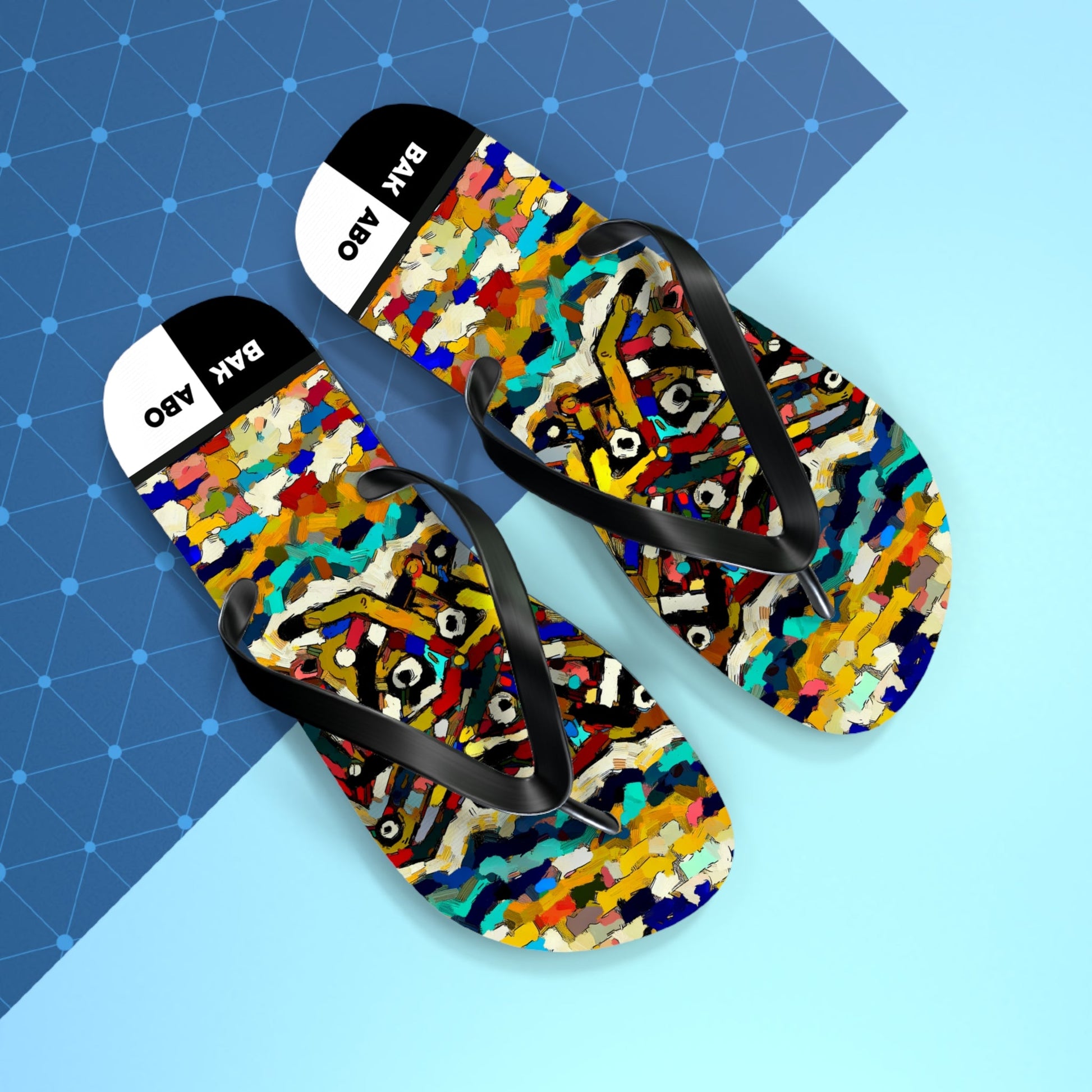 Colorful Abstract Tiger Flip Flops - Vibrant Summer Beach Sandals Printify bakabo.club