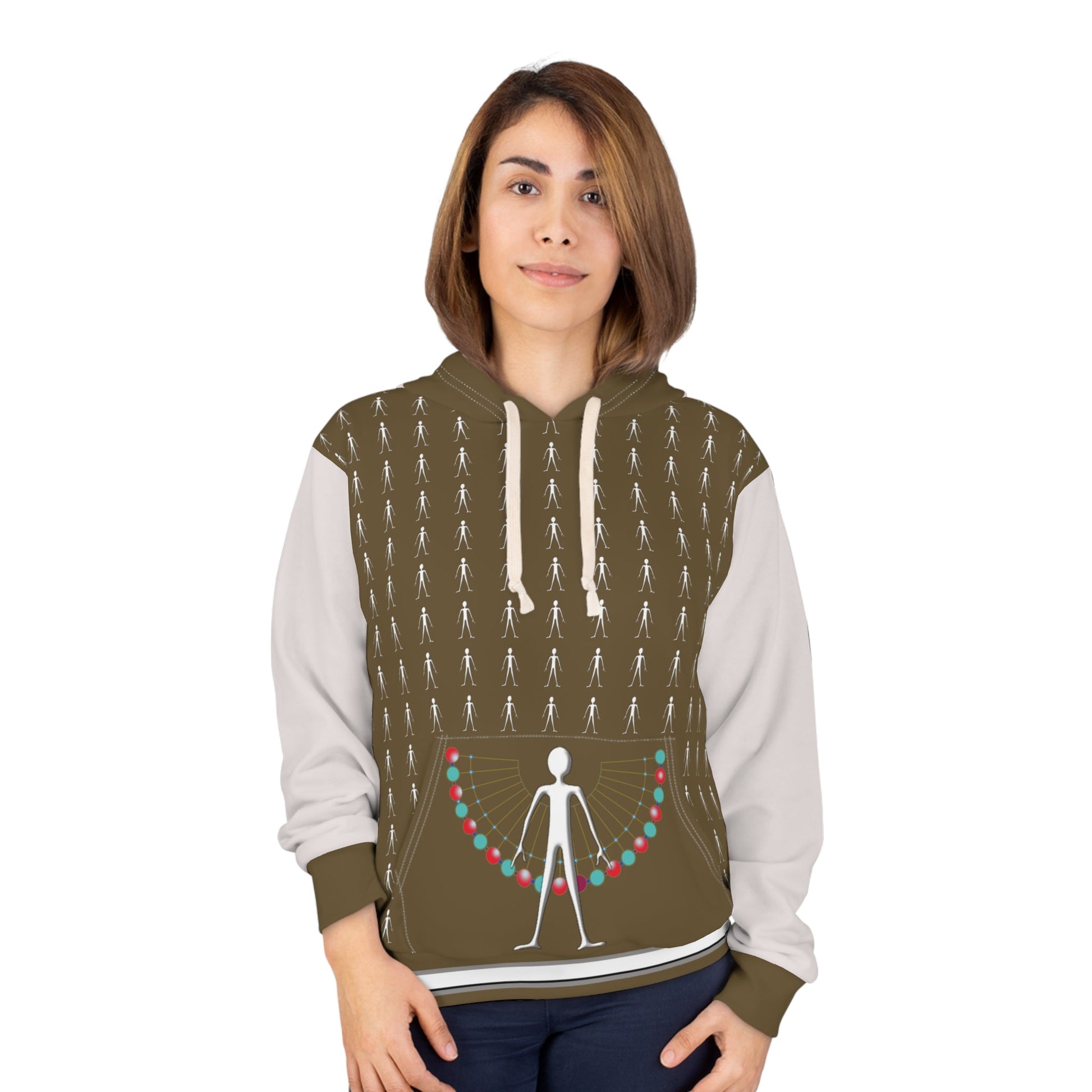 Skeleton String Lights Hoodie — Holiday Creepy Cute Pullover Printify bakabo.club