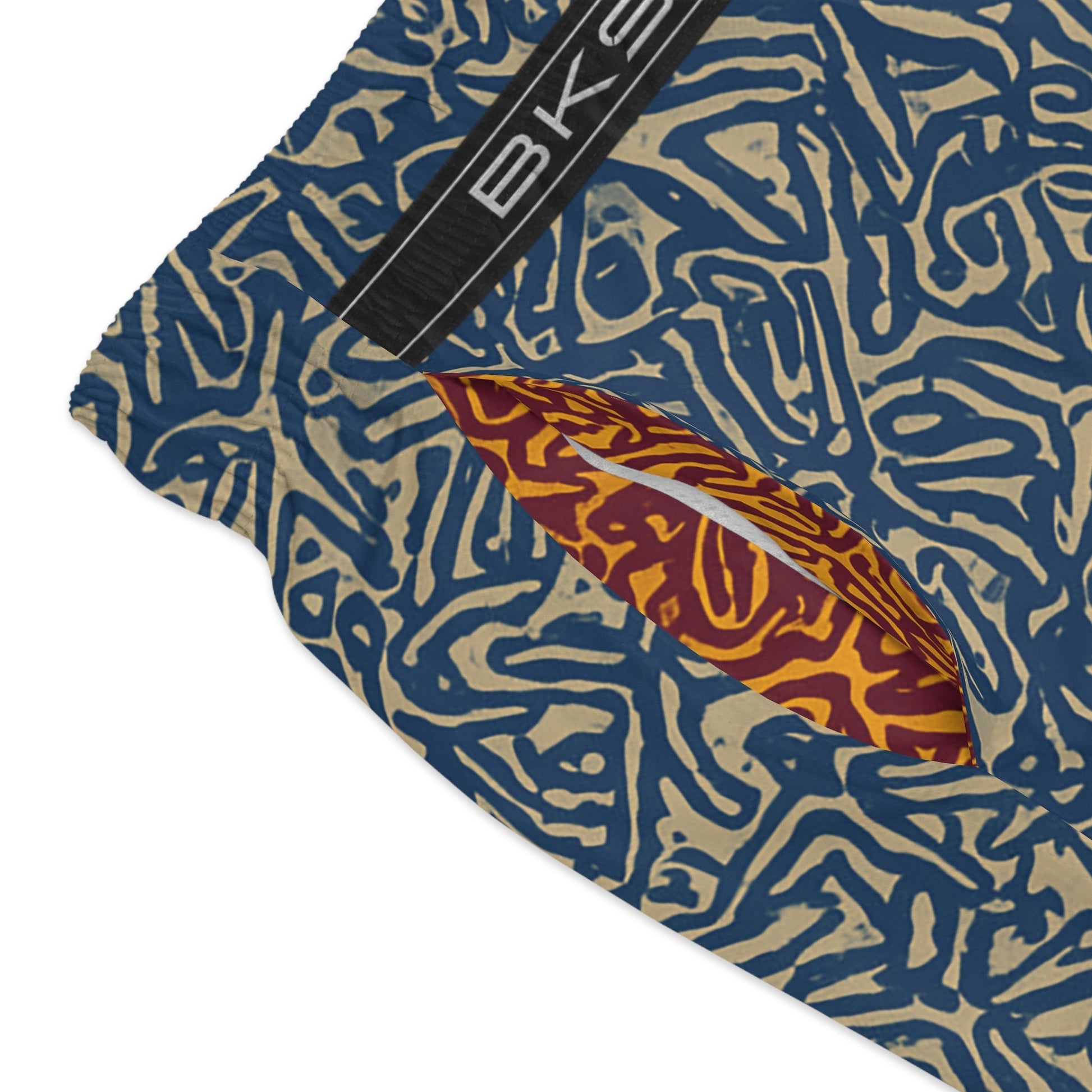 Blue Coral Reef Pattern Swim Trunks — All-Over Print Beach Shorts