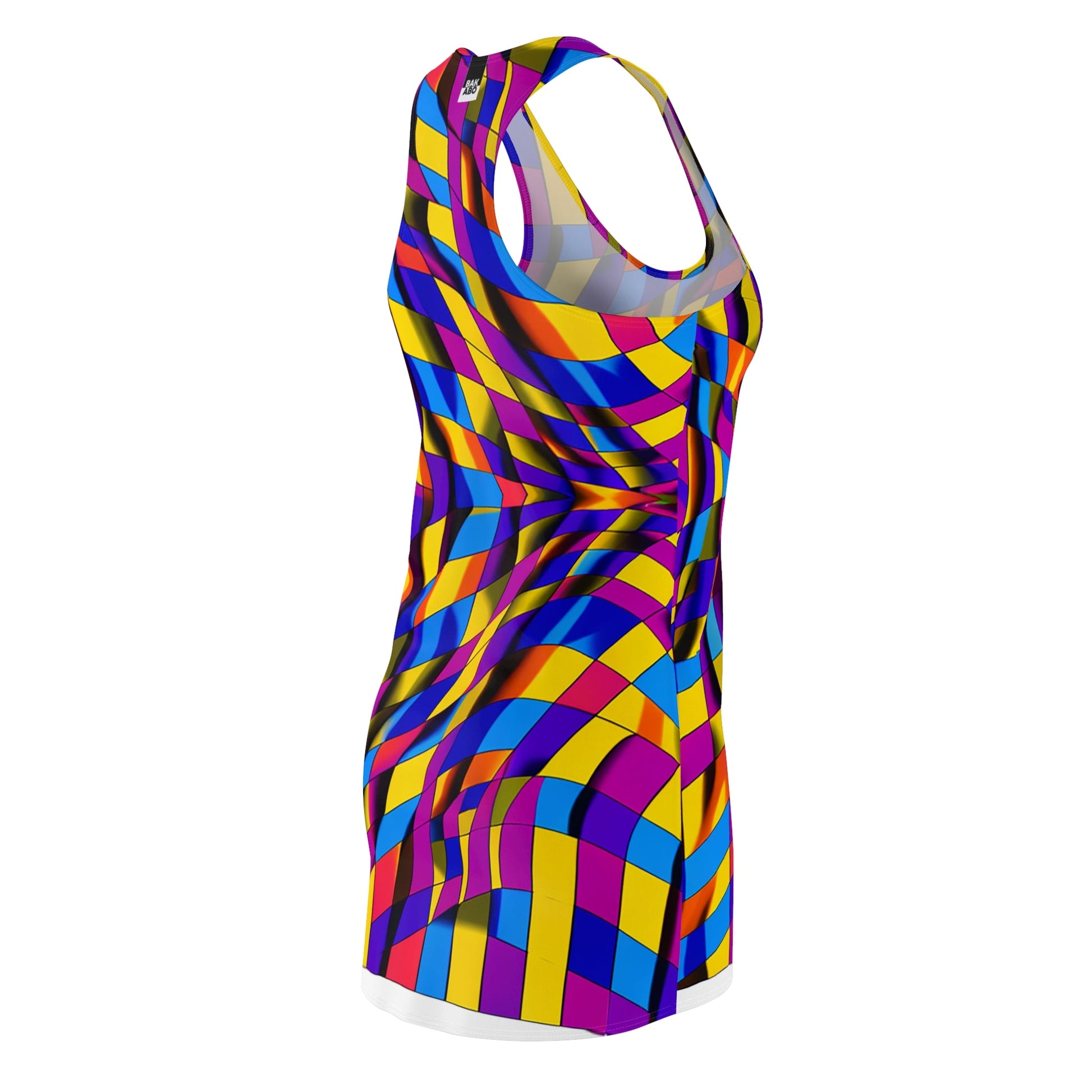 Racerback Dress — Vibrant Geometric Twist Print (All-Over) Printify bakabo.club