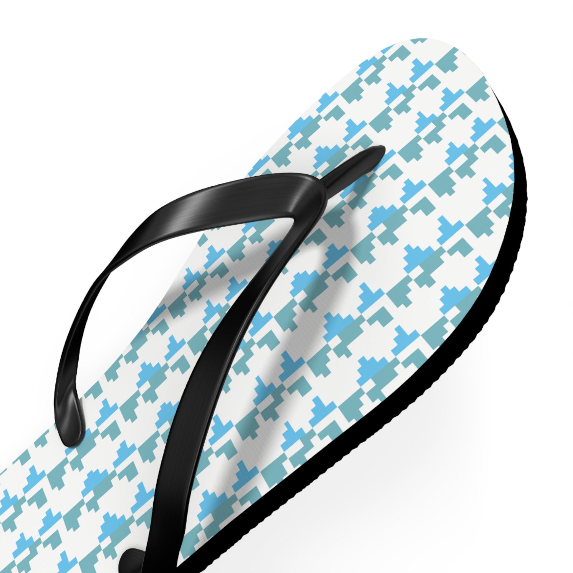 Blue Houndstooth Flip Flops – Lightweight Summer Beach Sandals Printify bakabo.club