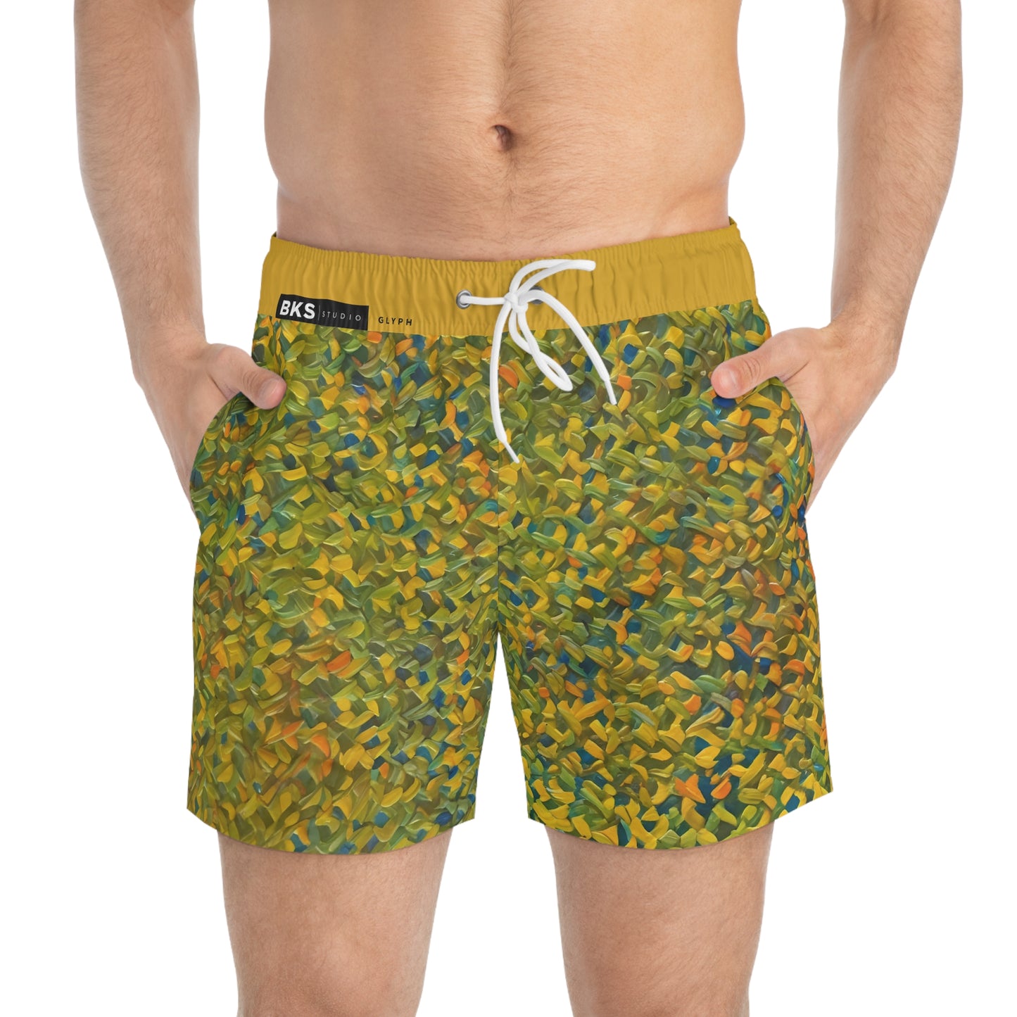BKS Glyph Yellow Mosaic™ Swim Trunks