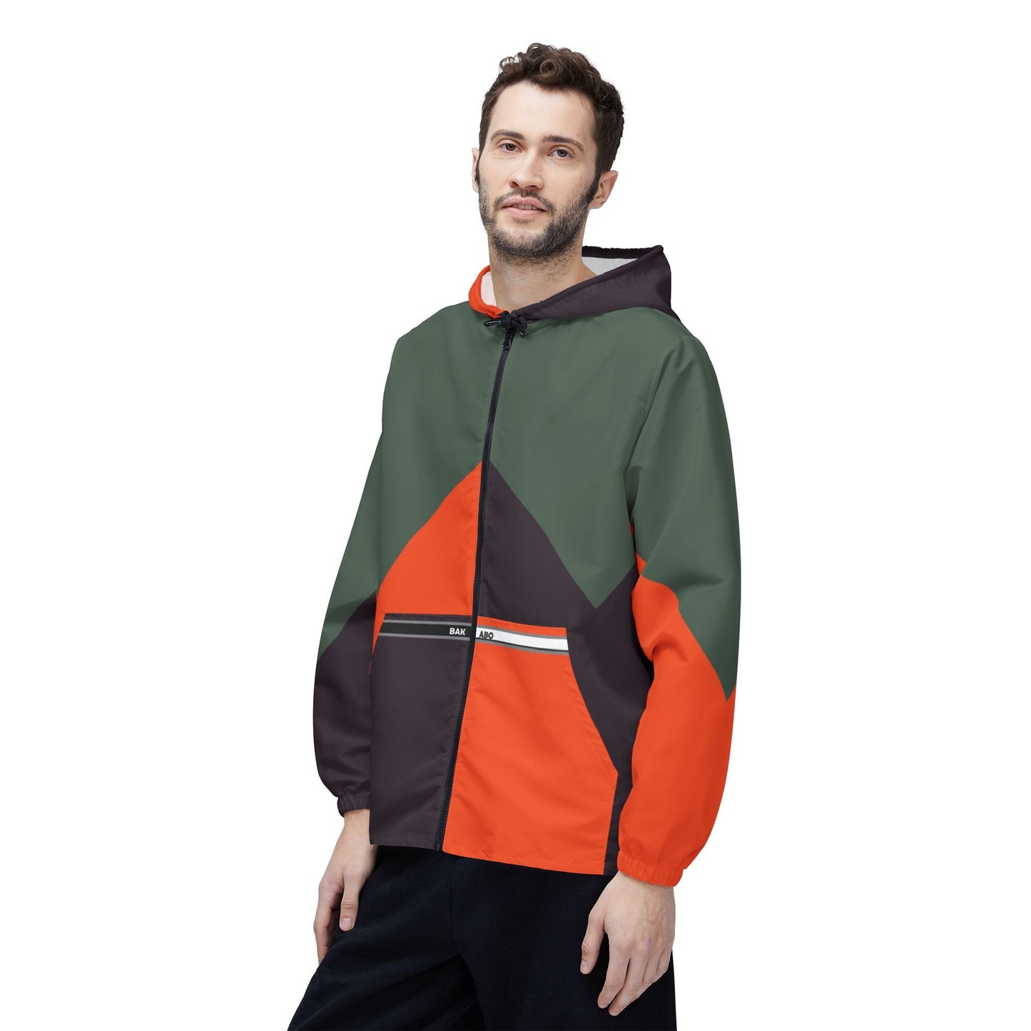 Windbreaker Jacket – Retro Chevron Colorblock Hooded Windbreaker Printify bakabo.club