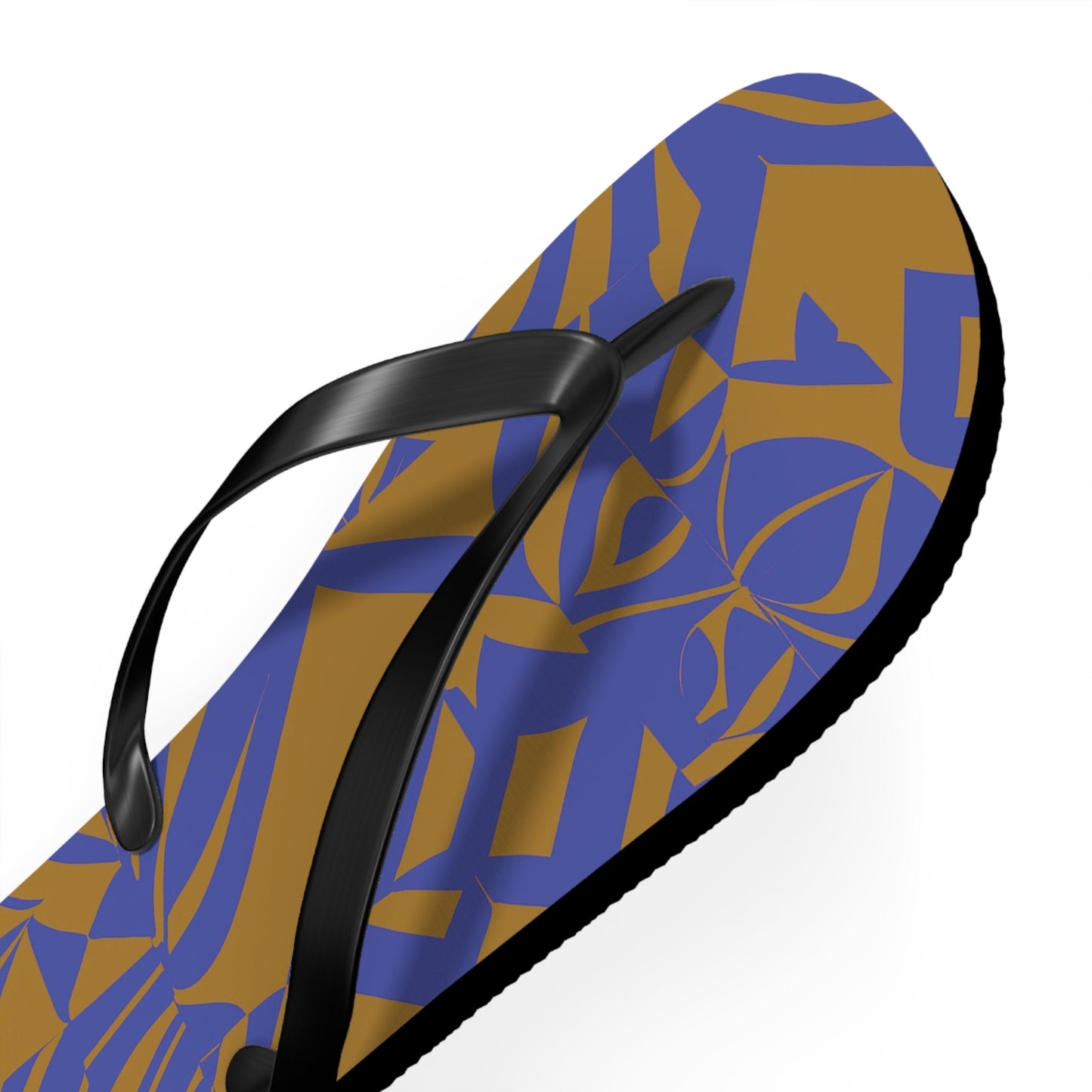 Abstract Blue & Gold Flip Flops — Tropical Geometric Beach Sandals Printify bakabo.club