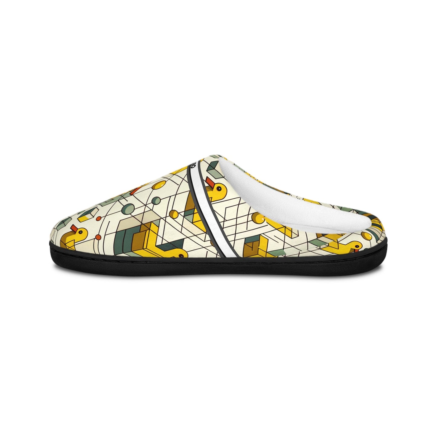 Patterned Indoor Slippers — Geometric Yellow Duck Print BakAbo Studio BKS bakabo.club