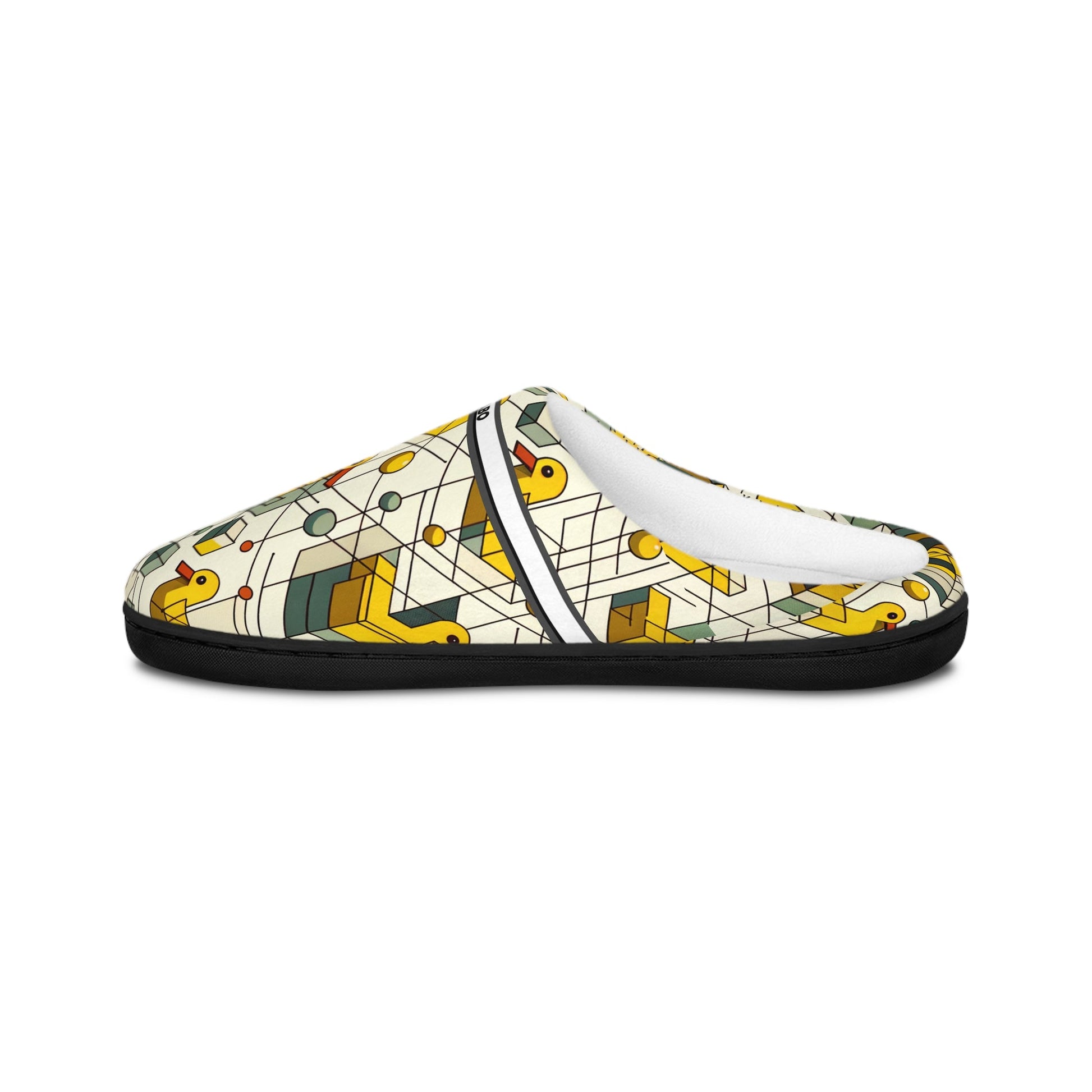 Patterned Indoor Slippers — Geometric Yellow Duck Print BakAbo Studio BKS bakabo.club