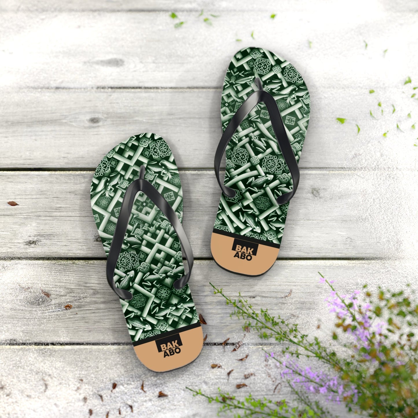 Green Celtic Pattern Flip Flops — St. Patrick’s Day Beach Sandals Printify bakabo.club