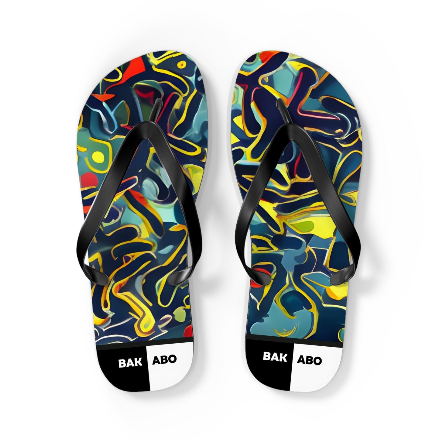 Abstract Neon Swirl Flip Flops Printify bakabo.club