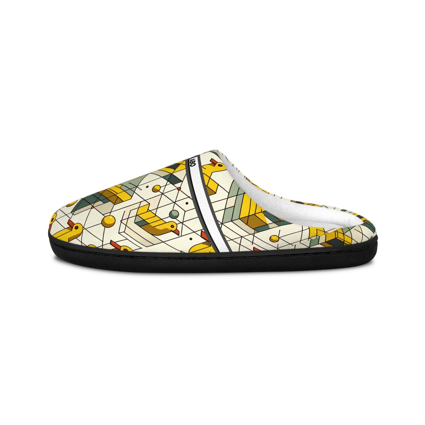 Patterned Indoor Slippers — Geometric Yellow Duck Print BakAbo Studio BKS bakabo.club