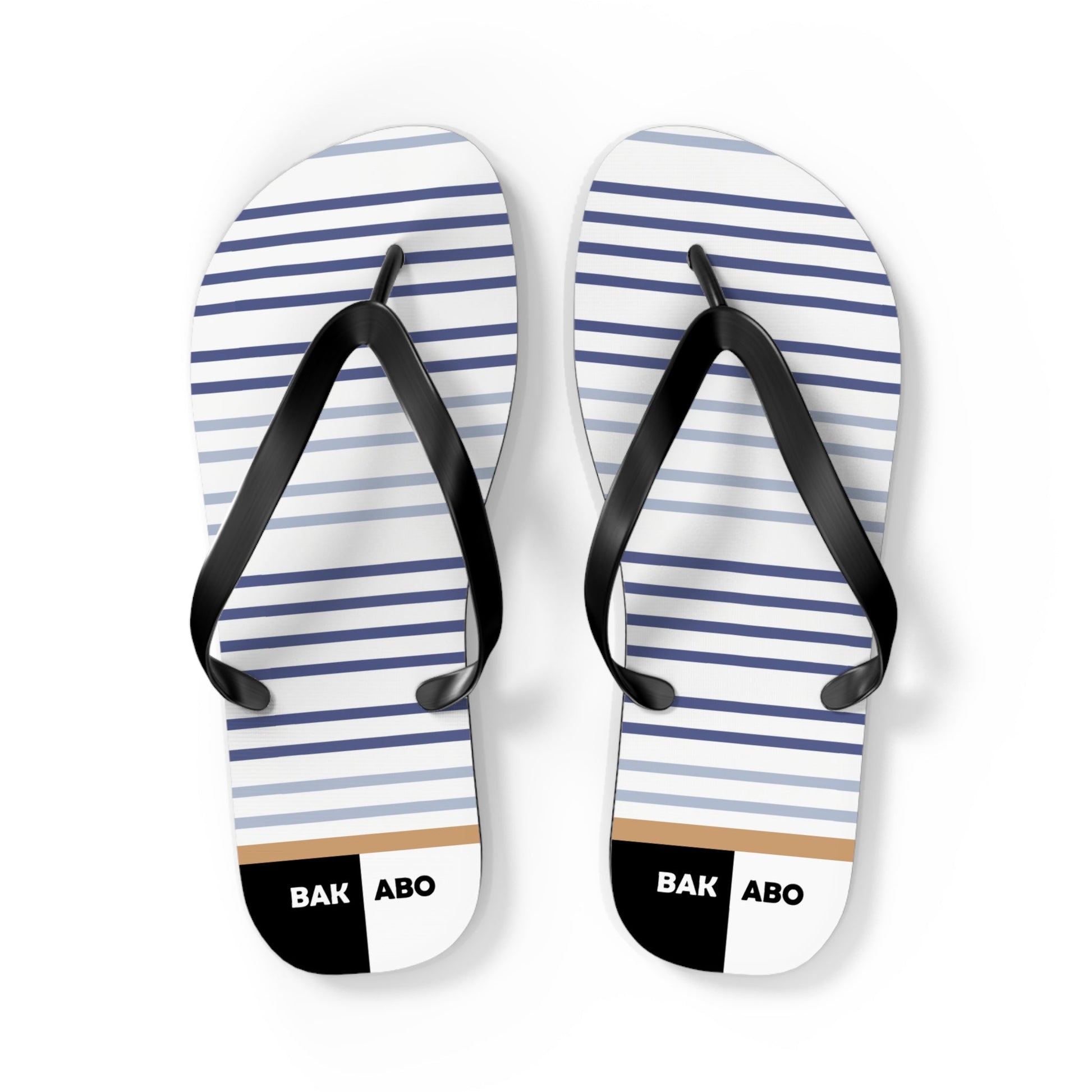Striped Nautical Flip Flops – Casual Beach Sandals with 'BAK ABO' Accent Printify bakabo.club