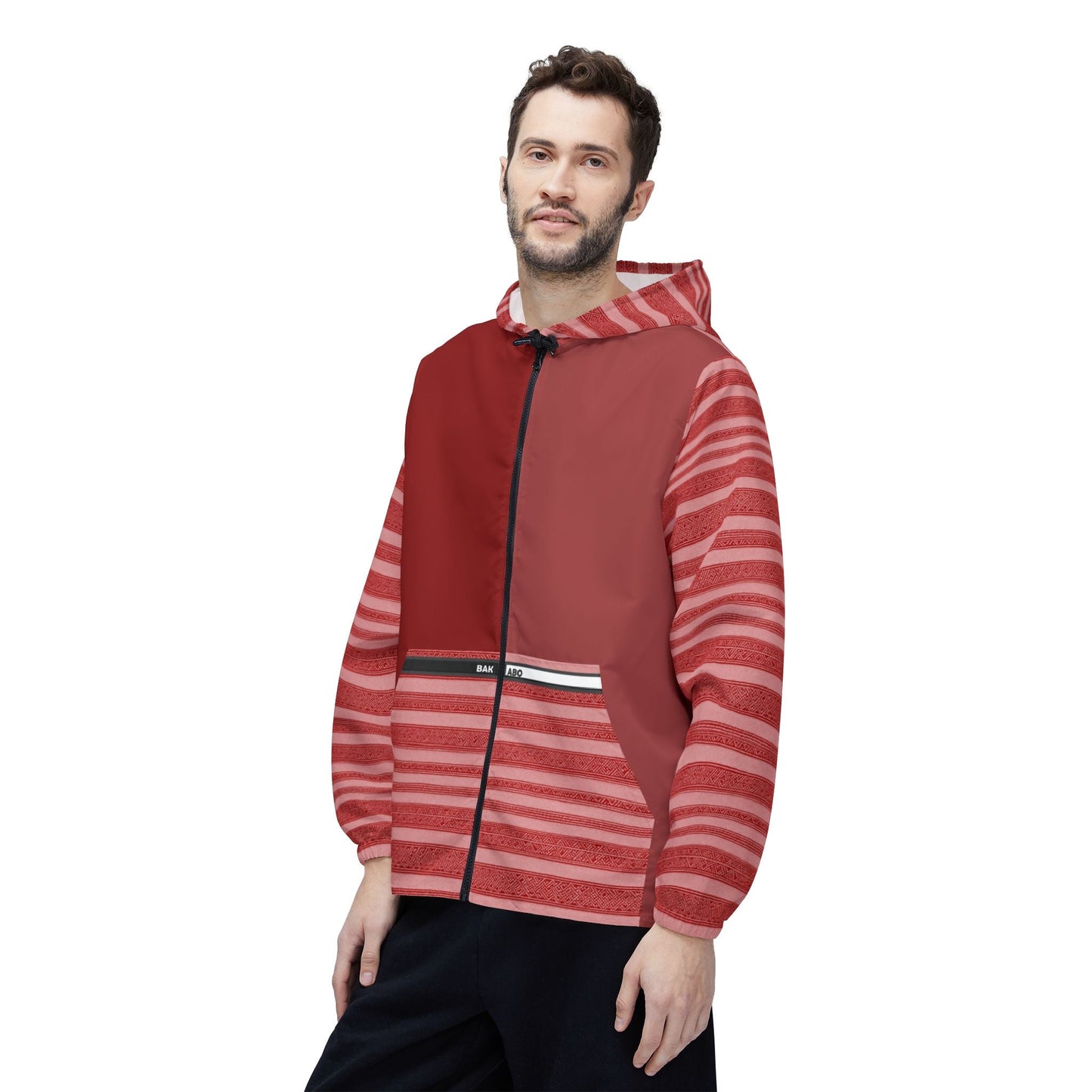 Striped Red Windbreaker Jacket — Lightweight Hooded Zip-Up Printify bakabo.club