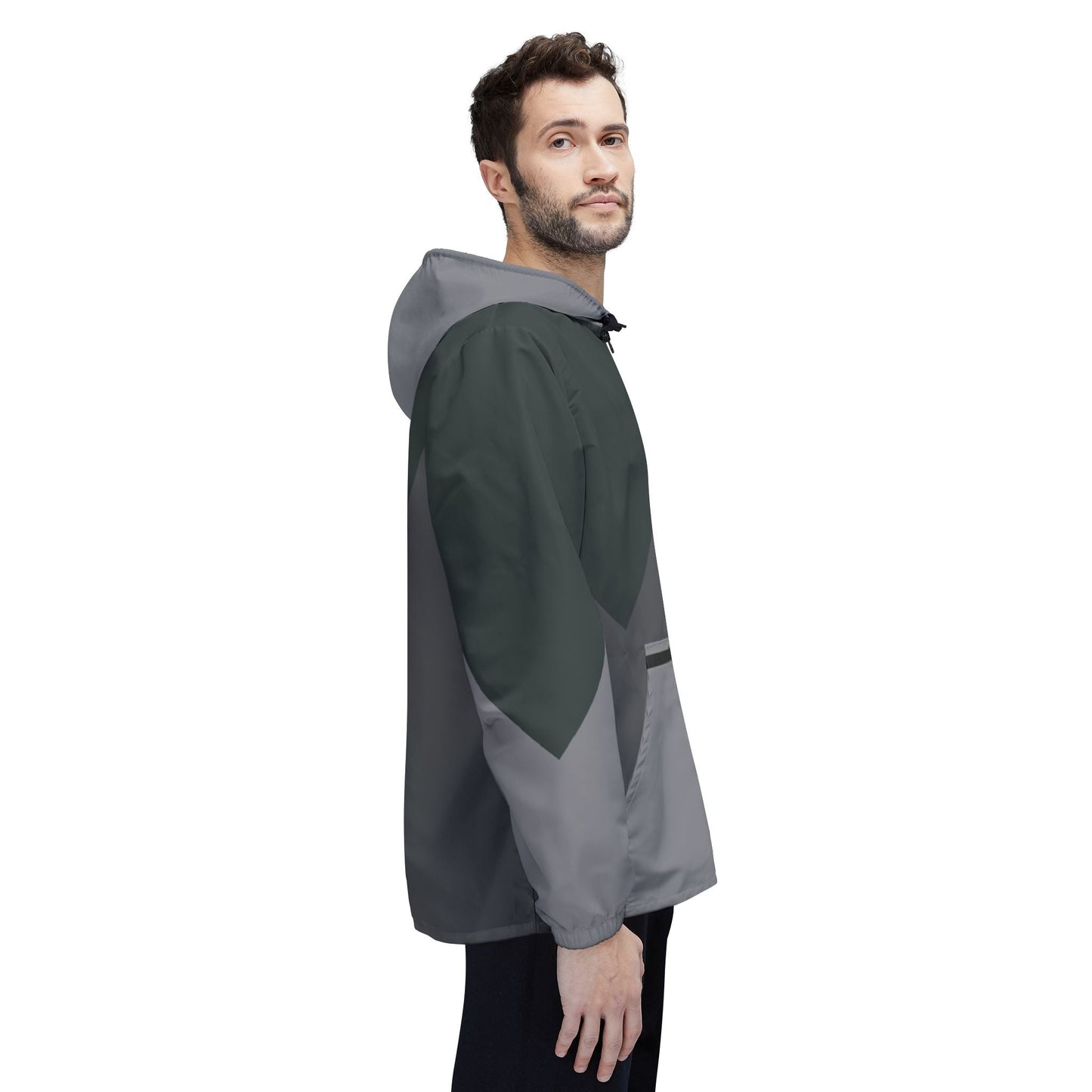 Chevron Colorblock Windbreaker Jacket — Lightweight Hooded Outdoor Shell Printify bakabo.club