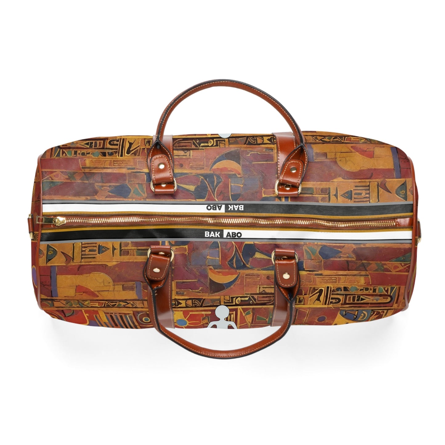 Waterproof Travel Bag — Egyptian Hieroglyphic Pattern Duffle Printify bakabo.club