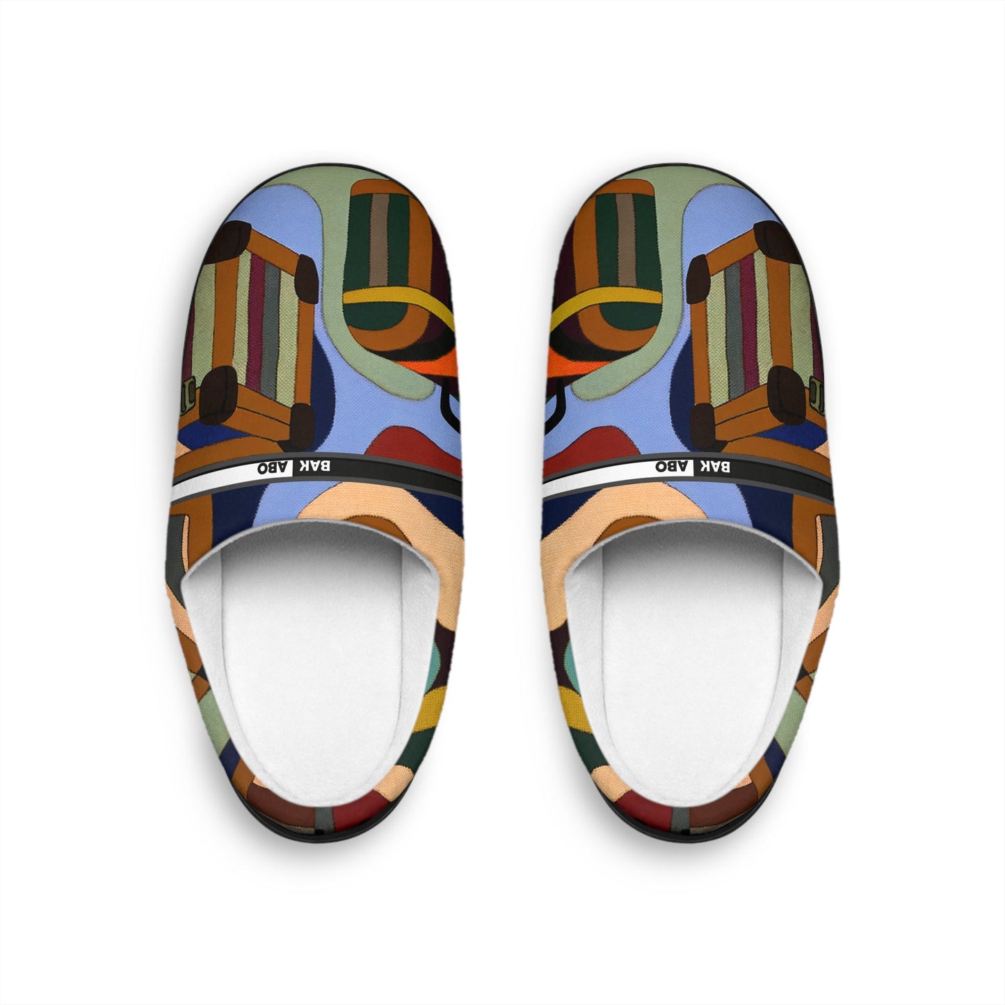 Abstract Colorblock Women's Indoor Slippers — Cozy Artistic Home Shoes BakAbo Studio BKS bakabo.club