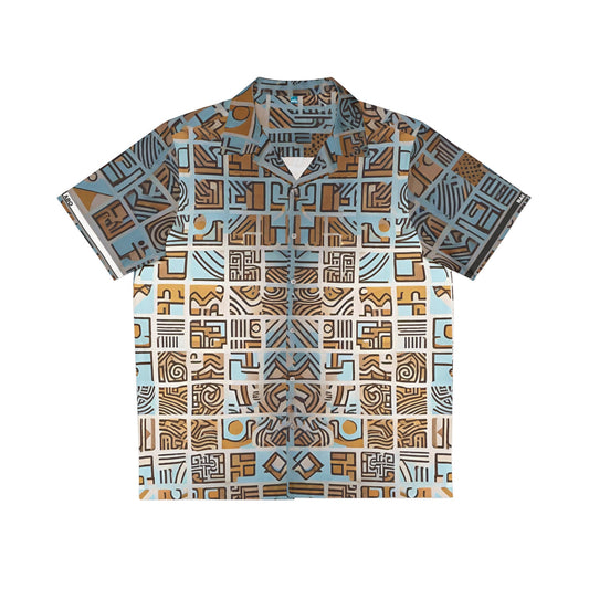 Men's Geometric Hawaiian Shirt - Island Tribal Pattern Printify bakabo.club
