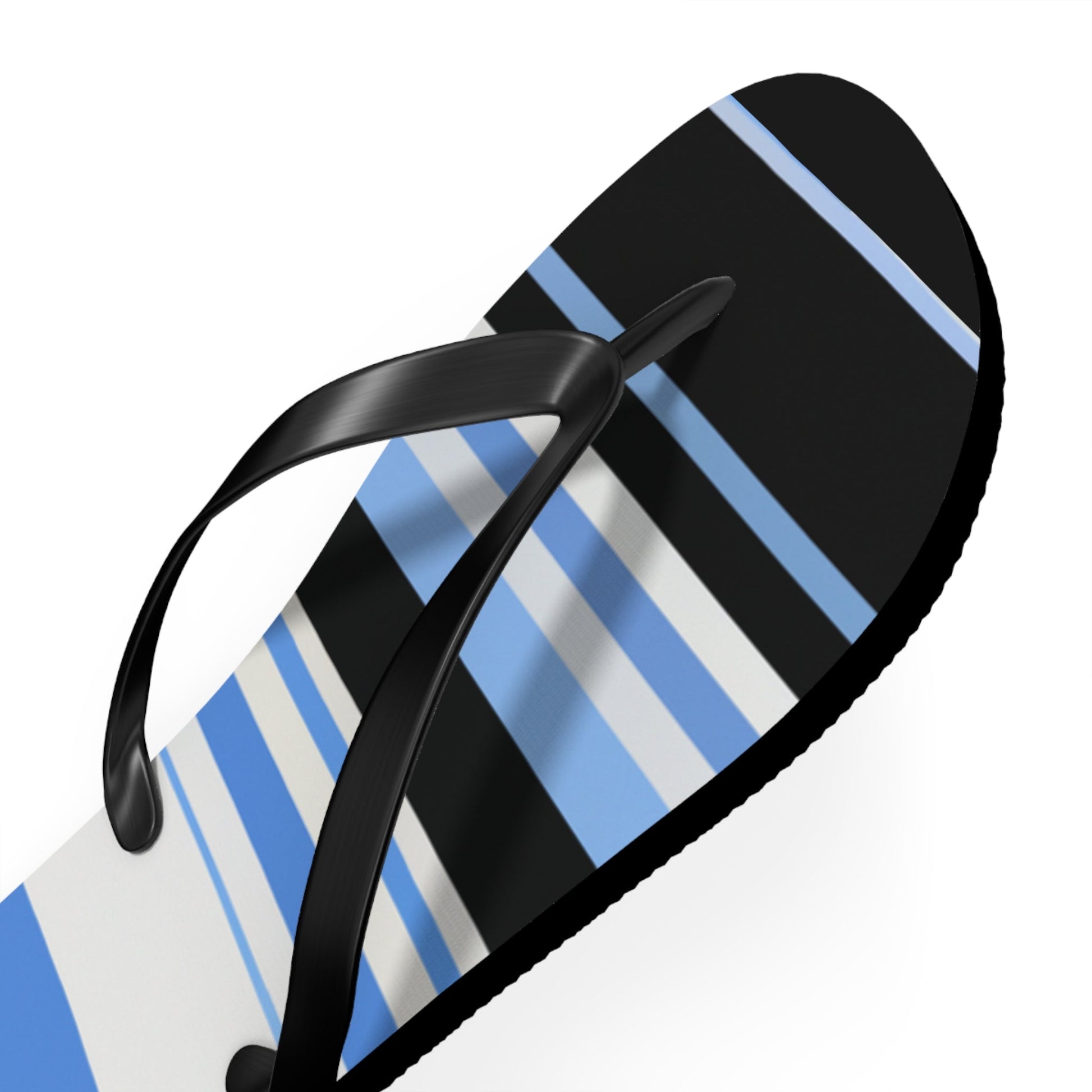 Striped Blue & Black Flip Flops – Lightweight Summer Beach Sandals Printify bakabo.club