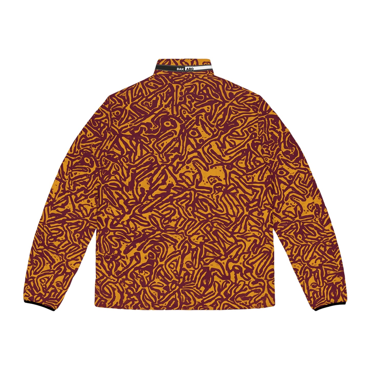 Puffer Jacket — Abstract Red & Gold All-Over Print Printify bakabo.club