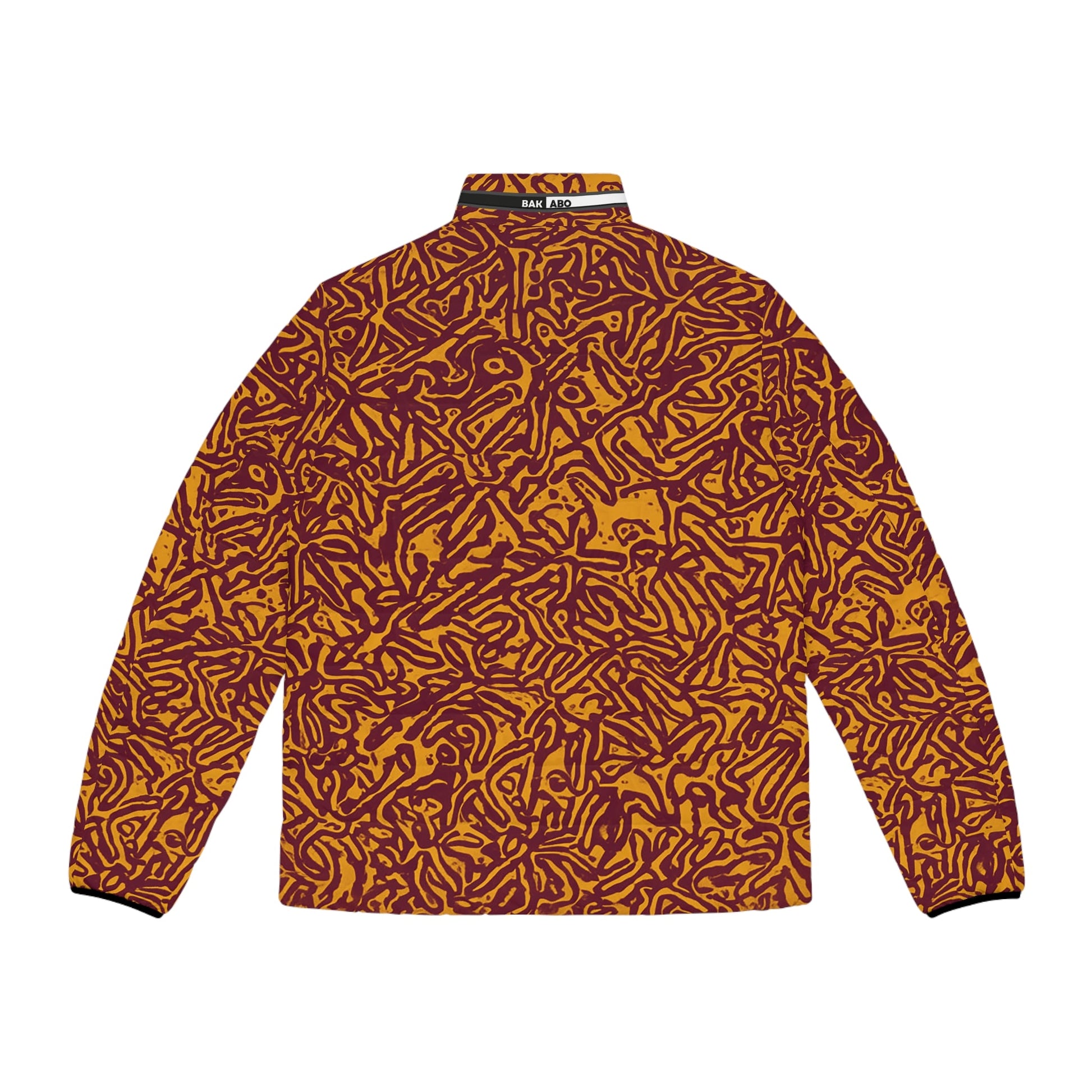 Puffer Jacket — Abstract Red & Gold All-Over Print Printify bakabo.club