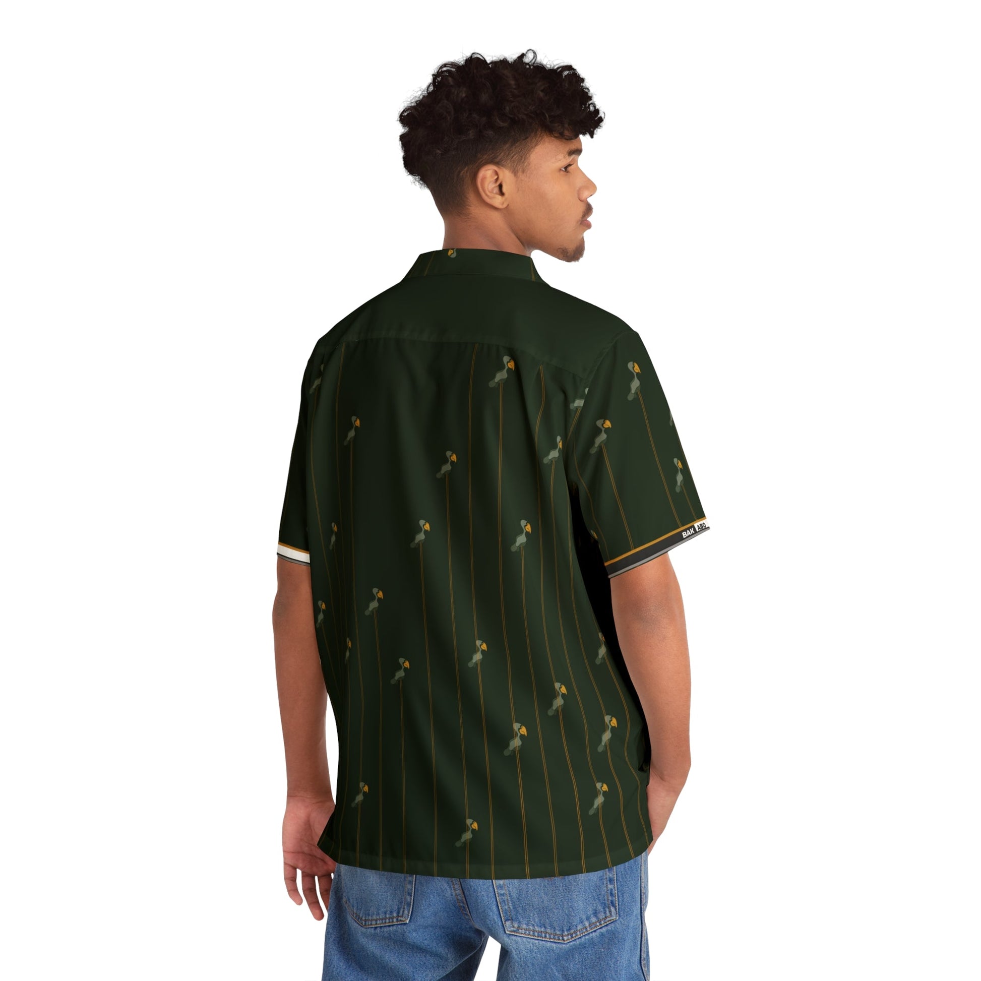 Men's Hawaiian Shirt — Dark Plum Stripe with Small Palm Pattern Printify bakabo.club
