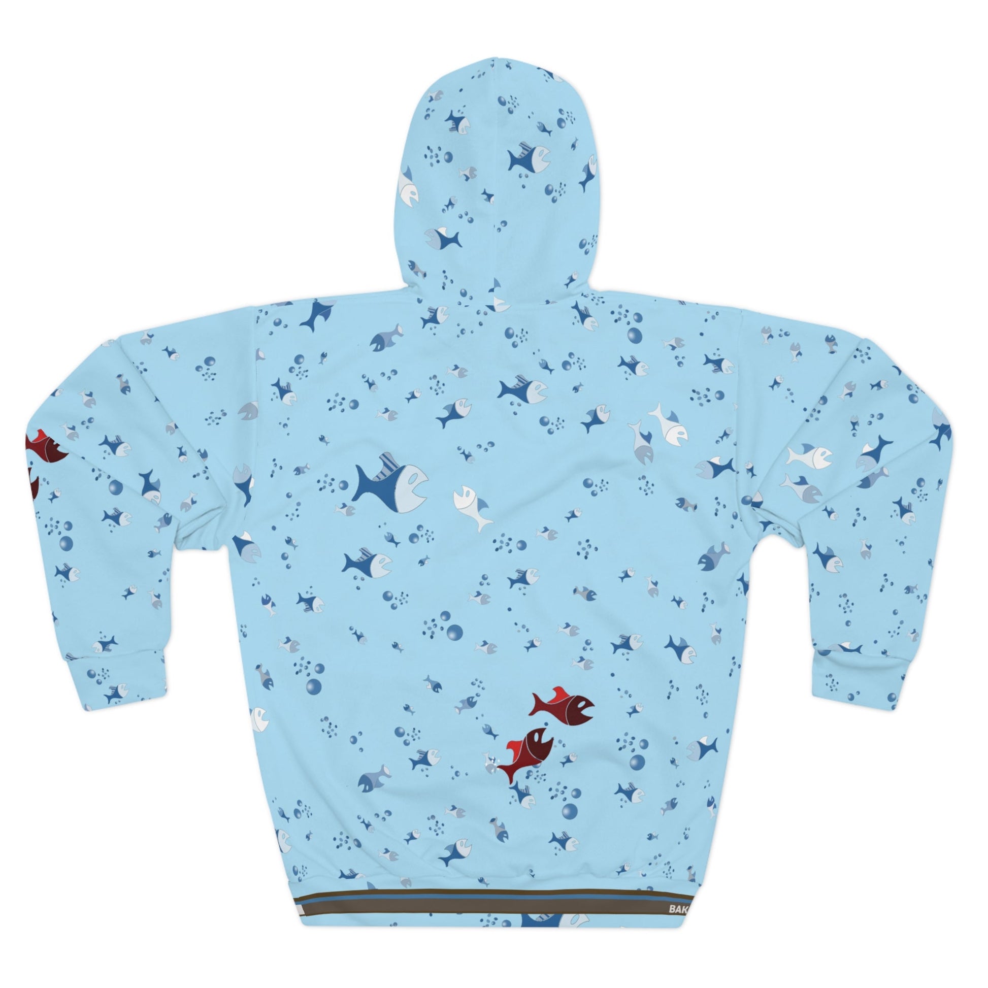 Koi Fish Pattern Hoodie – Light Blue All-Over-Print Pullover Printify bakabo.club