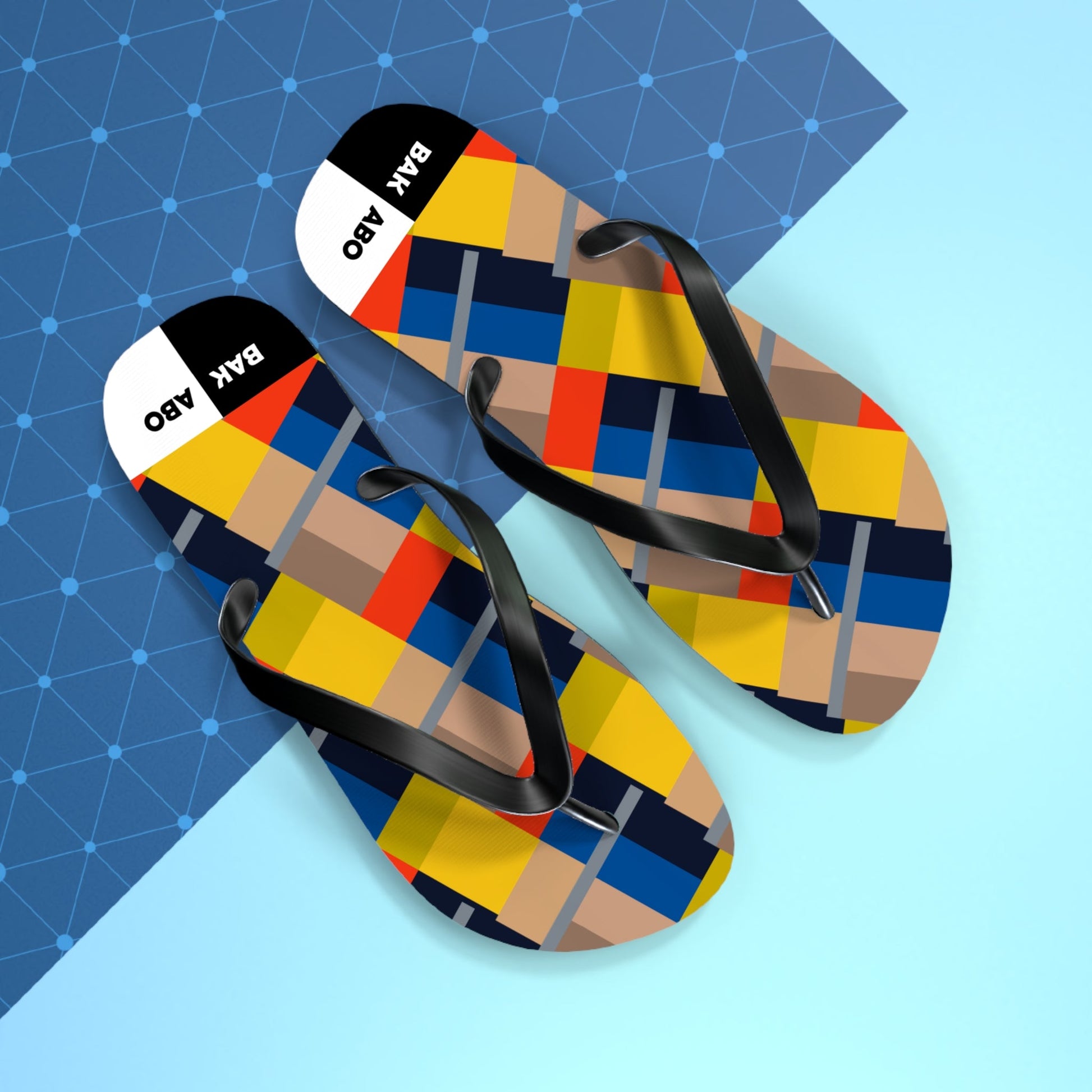 Abstract Colorblock Flip Flops – Geometric Summer Sandals Printify bakabo.club