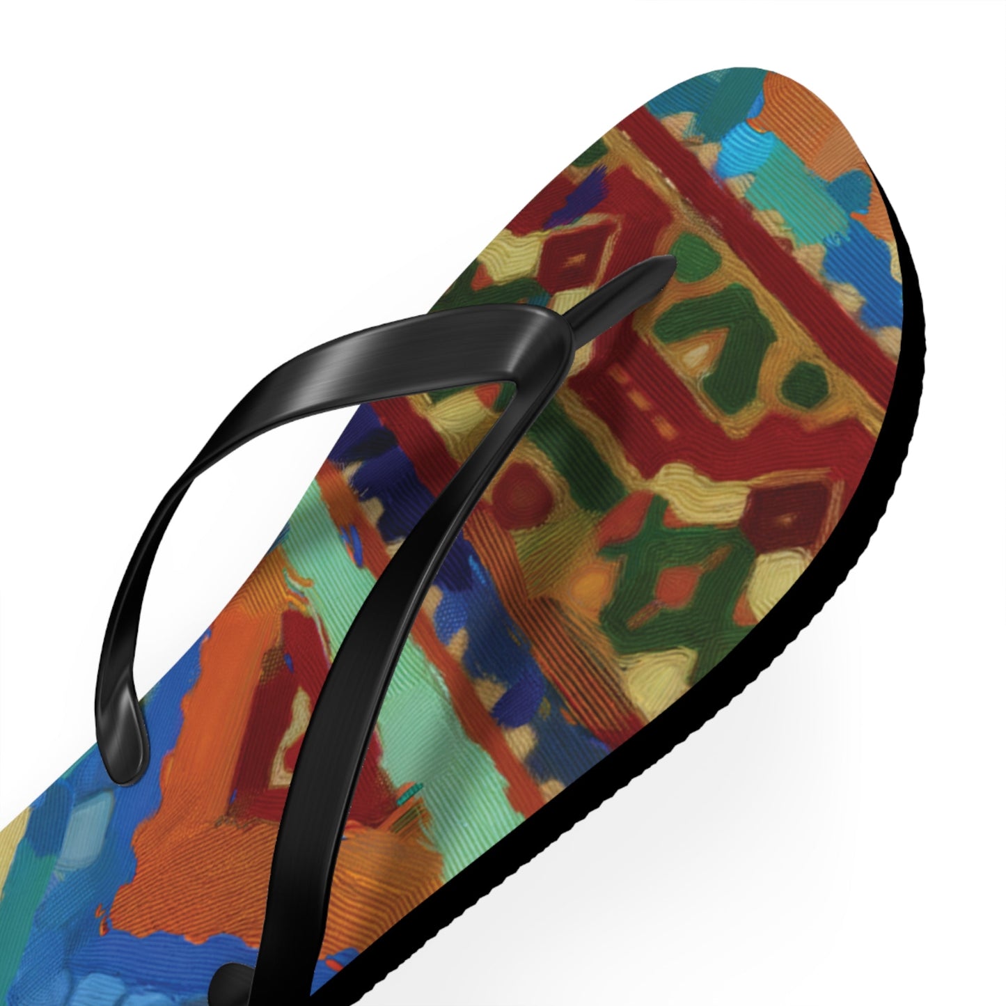 Colorful Tribal Pattern Flip Flops – Bold Aztec-Inspired Beach Sandals Printify bakabo.club