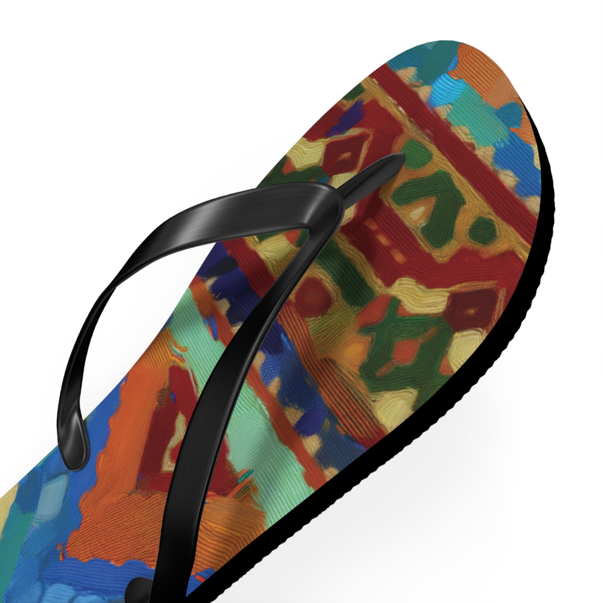 Colorful Tribal Pattern Flip Flops – Bold Aztec-Inspired Beach Sandals Printify bakabo.club