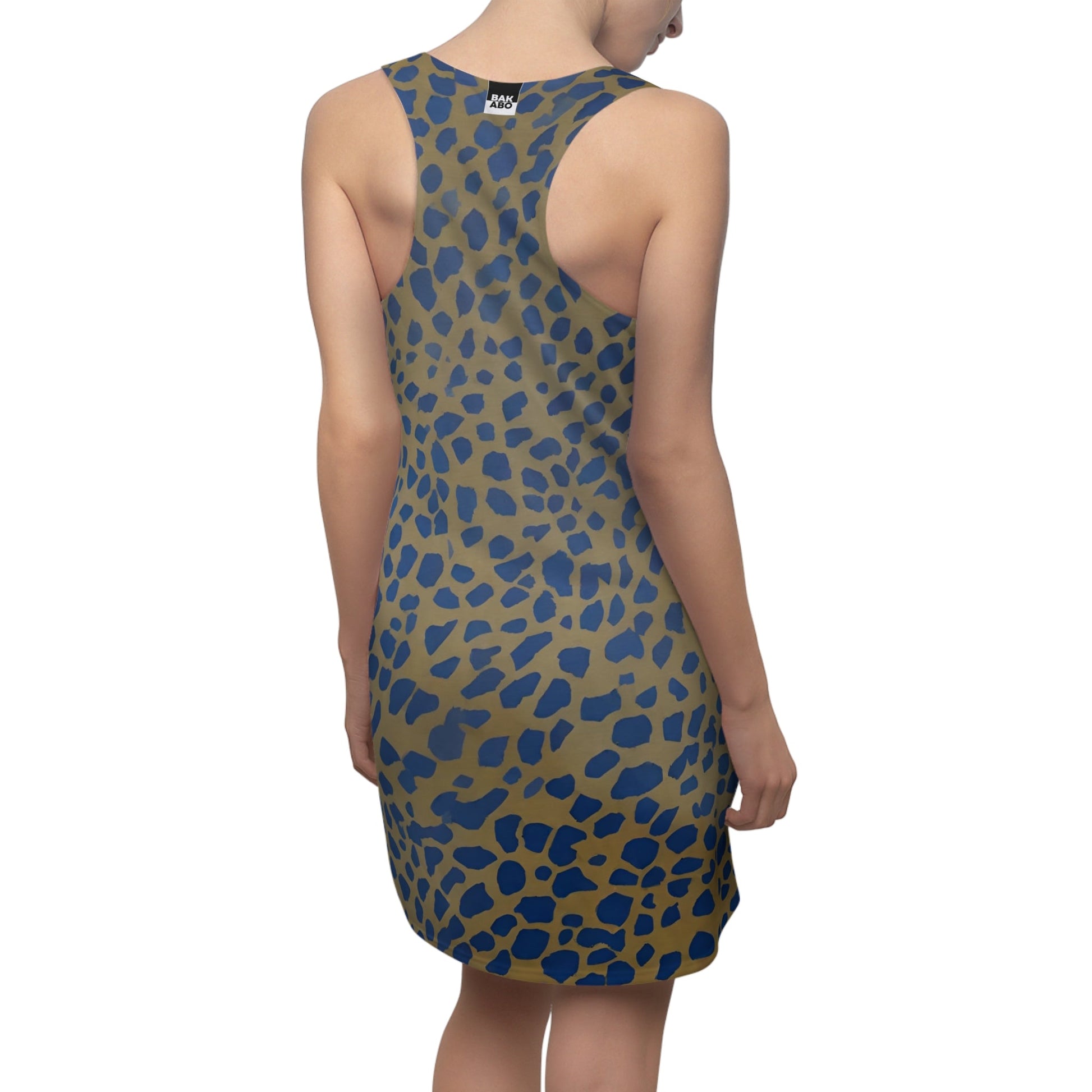 Blue Leopard Print Racerback Dress — Women's Patterned Tank Dress Printify bakabo.club