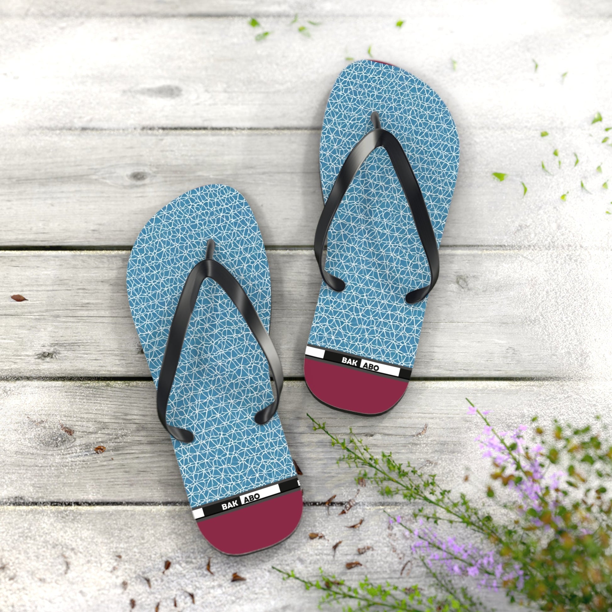 Blue Geometric Flip Flops – Lightweight Summer Beach Sandals Printify bakabo.club