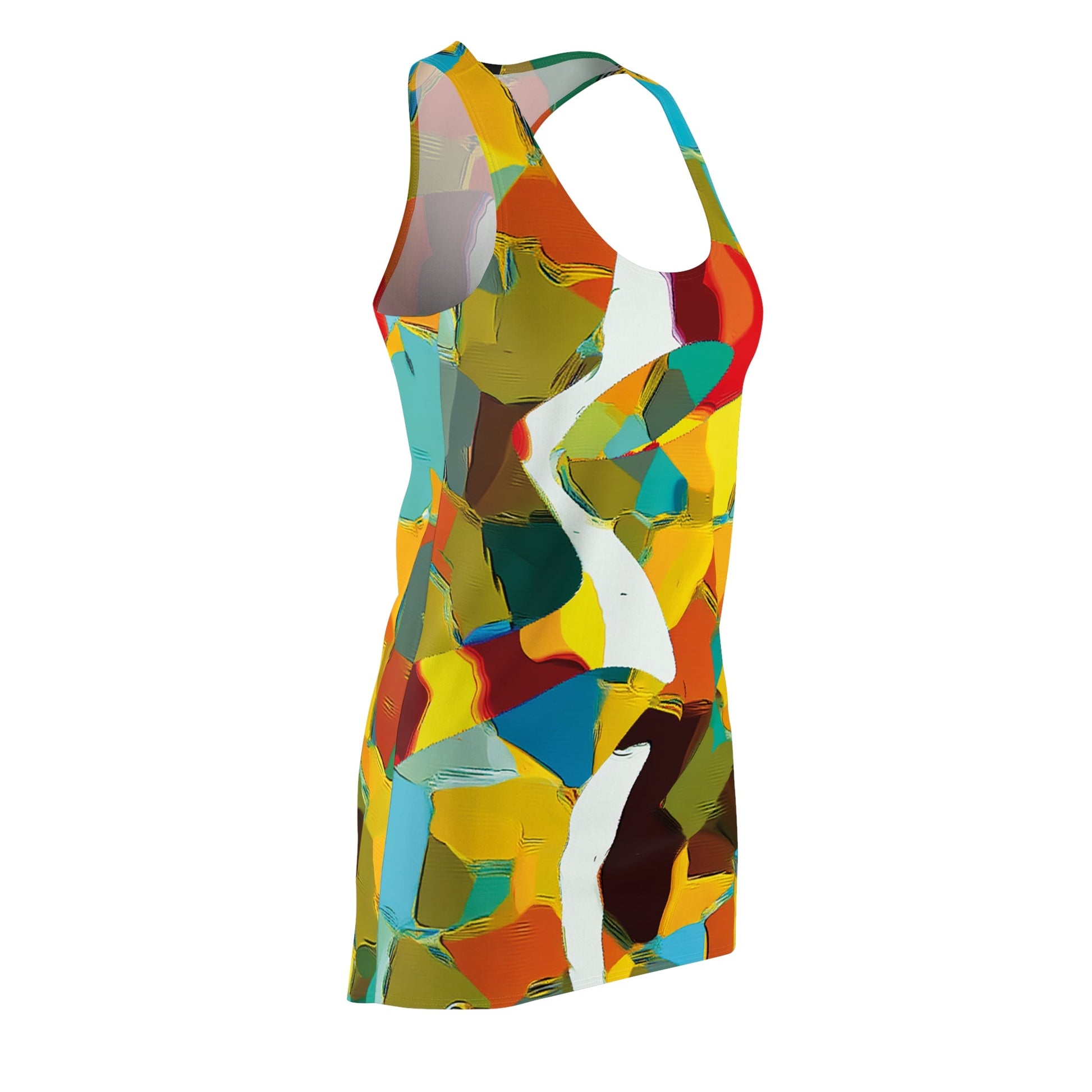 Abstract Color Splash Racerback Dress - Vibrant All-Over Print Printify bakabo.club