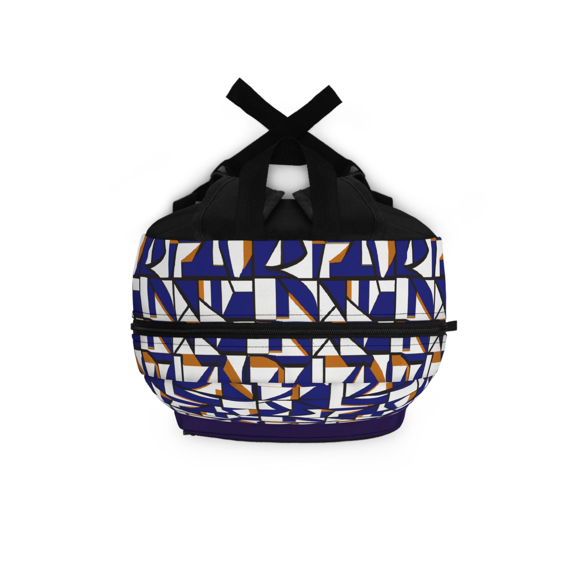 Geometric Blue & Gold Pattern Backpack — Modern Abstract School Bag Printify bakabo.club