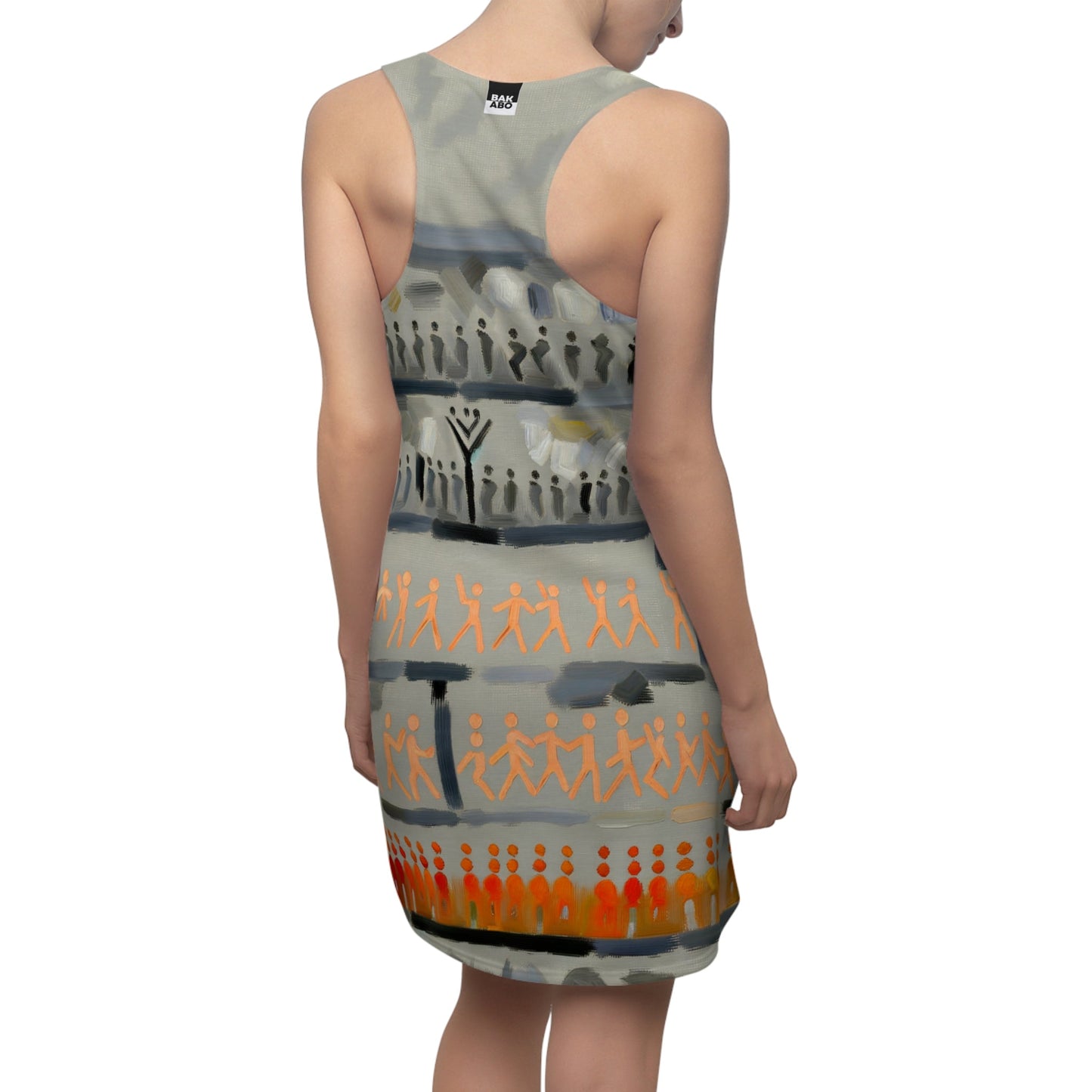 Racerback Dress — Abstract Tribal Stripe Print Printify bakabo.club