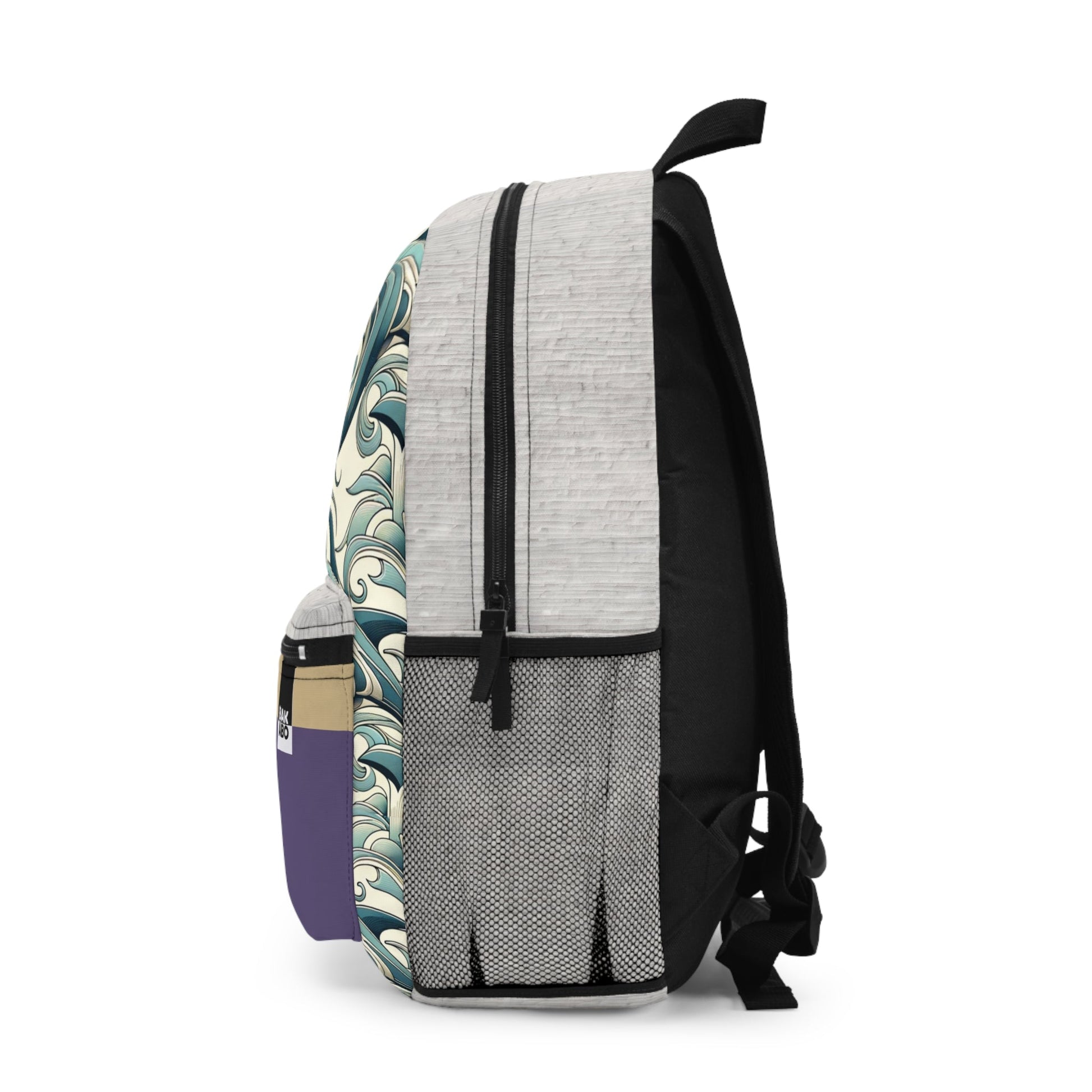Teal Wave Floral Pattern Backpack – Vintage Swirl School & Travel Bag Printify bakabo.club
