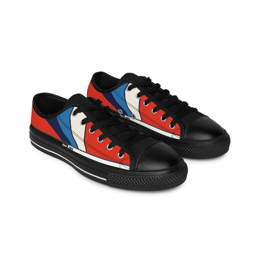 Retro Red Blue Low-Top Sneakers — Men's Casual Canvas Shoes Printify bakabo.club