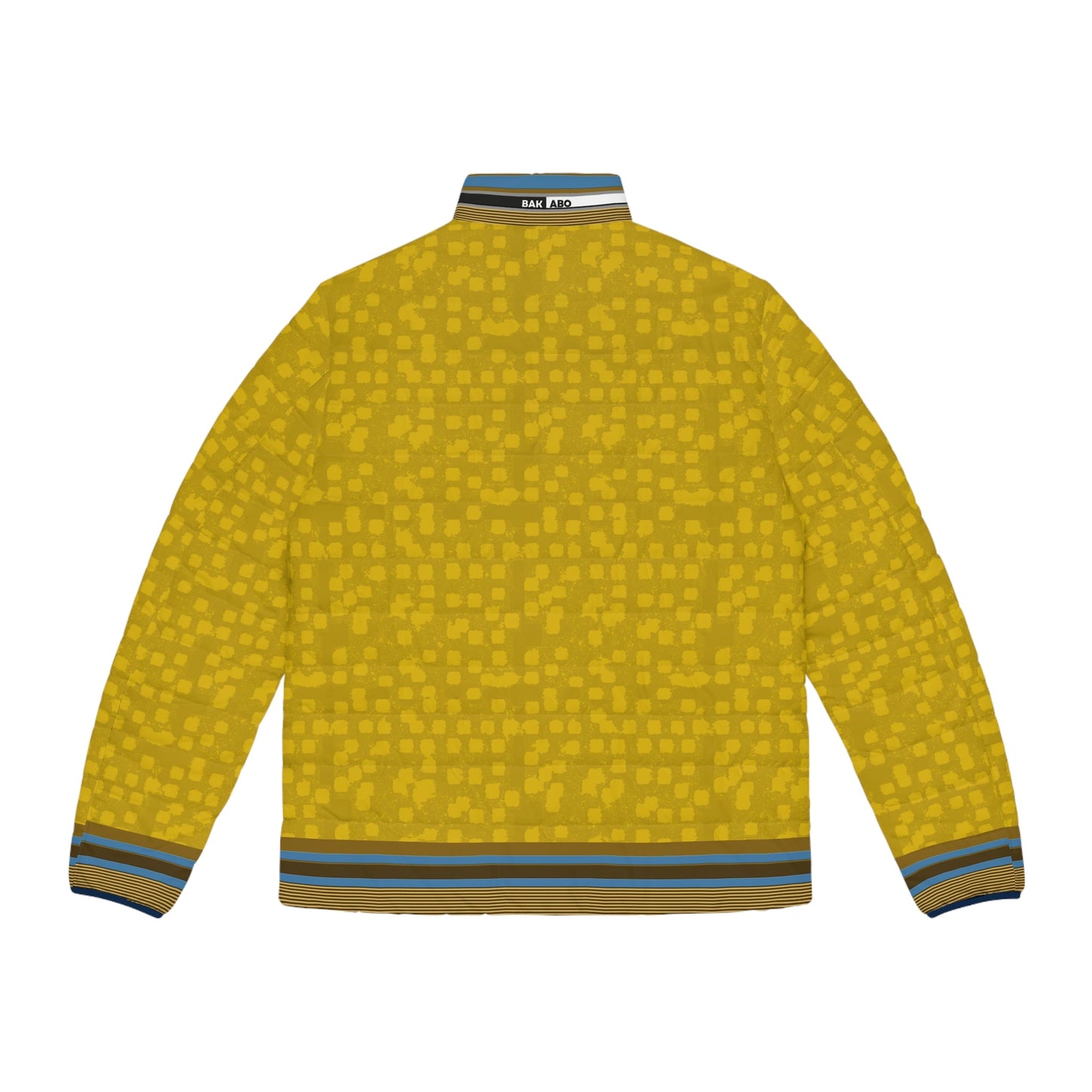 Men's Mustard Geometric Puffer Jacket Printify bakabo.club