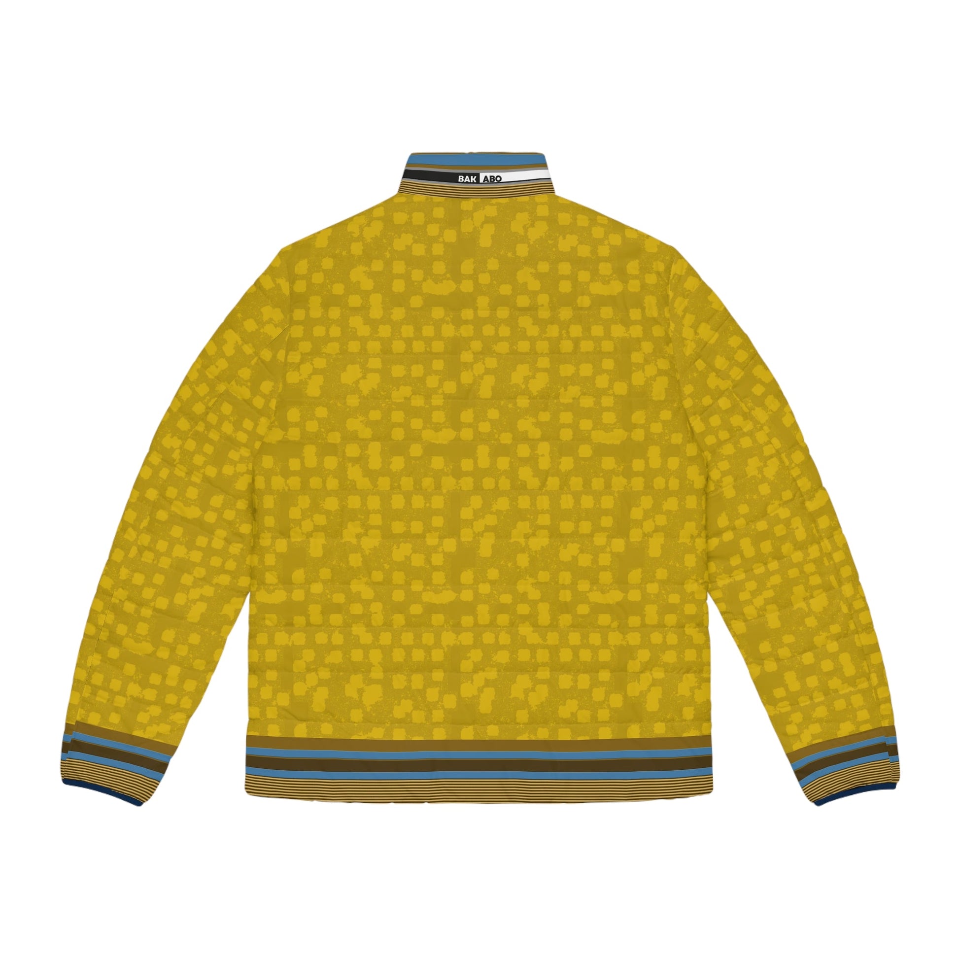 Men's Mustard Geometric Puffer Jacket Printify bakabo.club