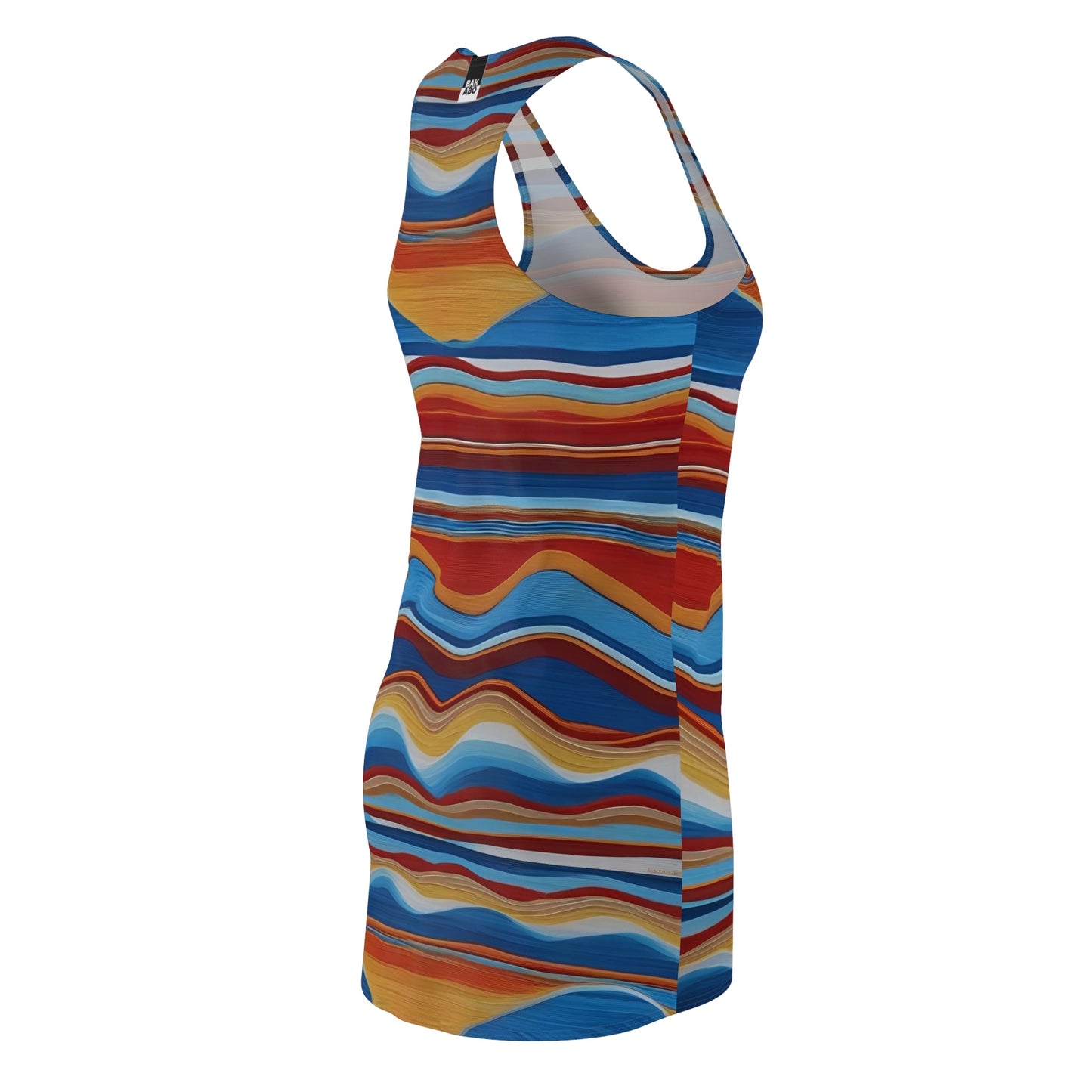 Wavy Sunset Racerback Dress – Colorful Striped AOP Summer Dress Printify bakabo.club