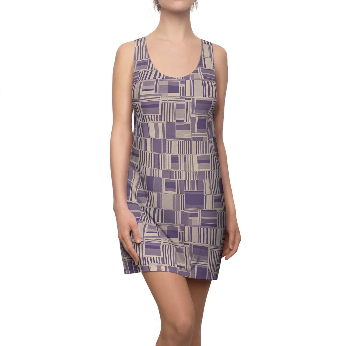 Geometric Plum Racerback Dress — All-Over Print Midi Printify bakabo.club