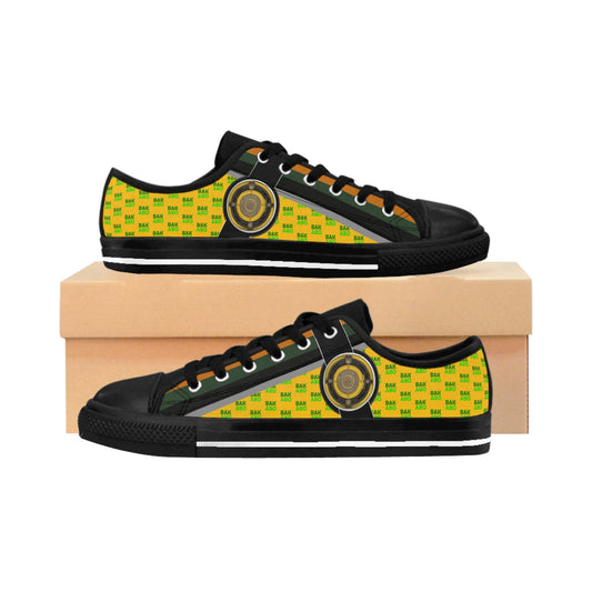 Men's Sneakers — Yellow Green Kente Pattern Low-Top Casual Shoes Printify bakabo.club