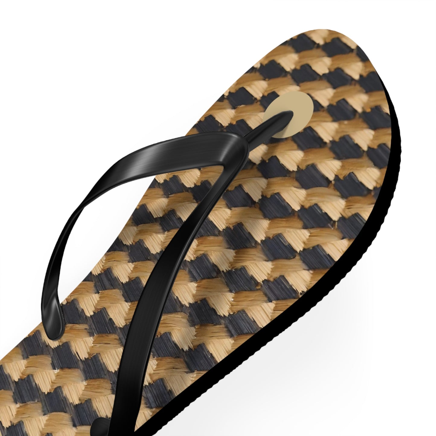 Flip Flops - Geometric Brown Houndstooth Pattern Beach Sandals Printify bakabo.club
