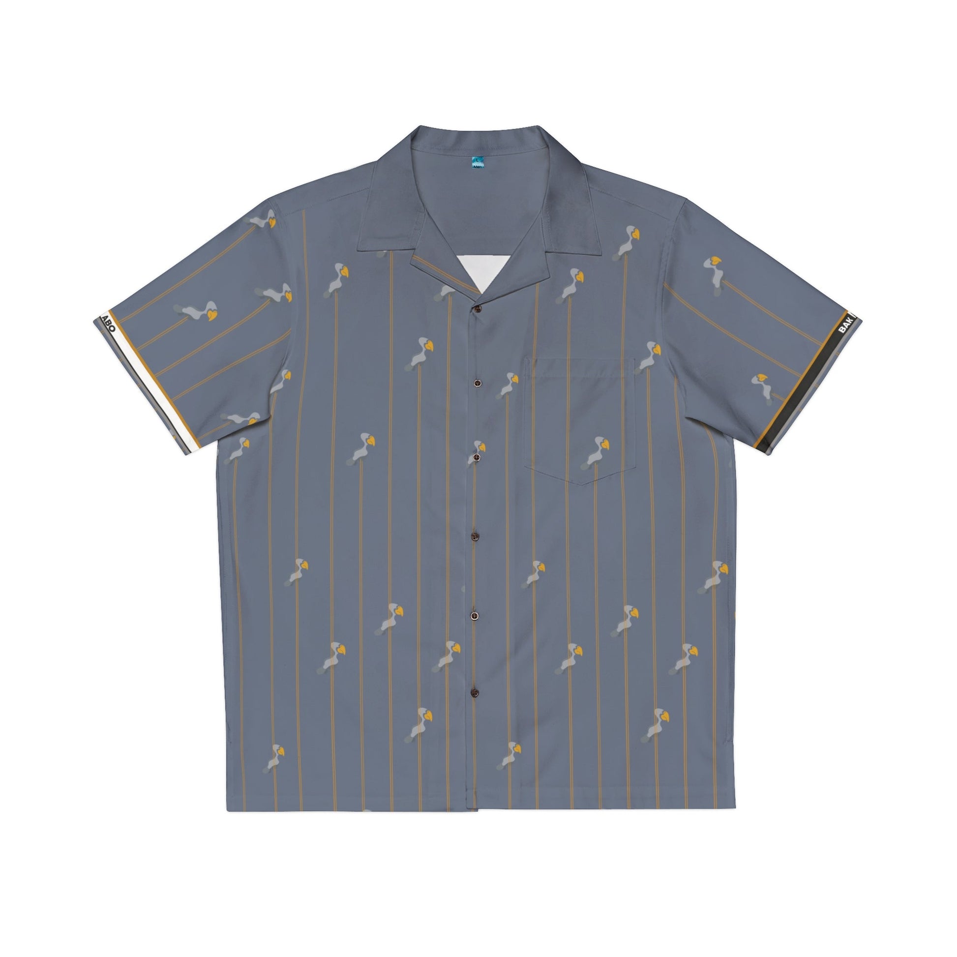 Men's Blue Palm Stripe Hawaiian Shirt — Casual Resort Button-Up Printify bakabo.club
