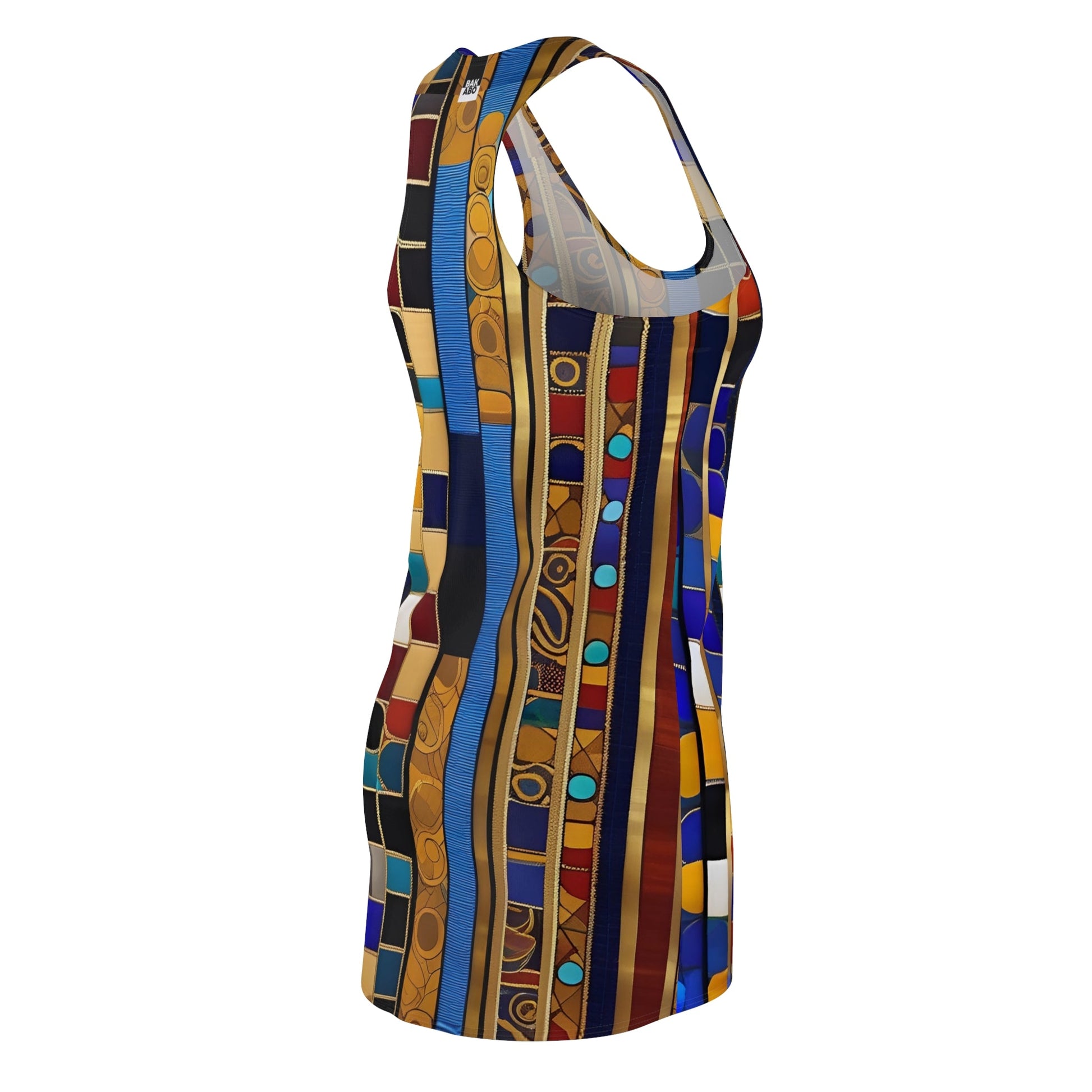 Geometric Mosaic Racerback Dress — Vibrant Tile Print Printify bakabo.club