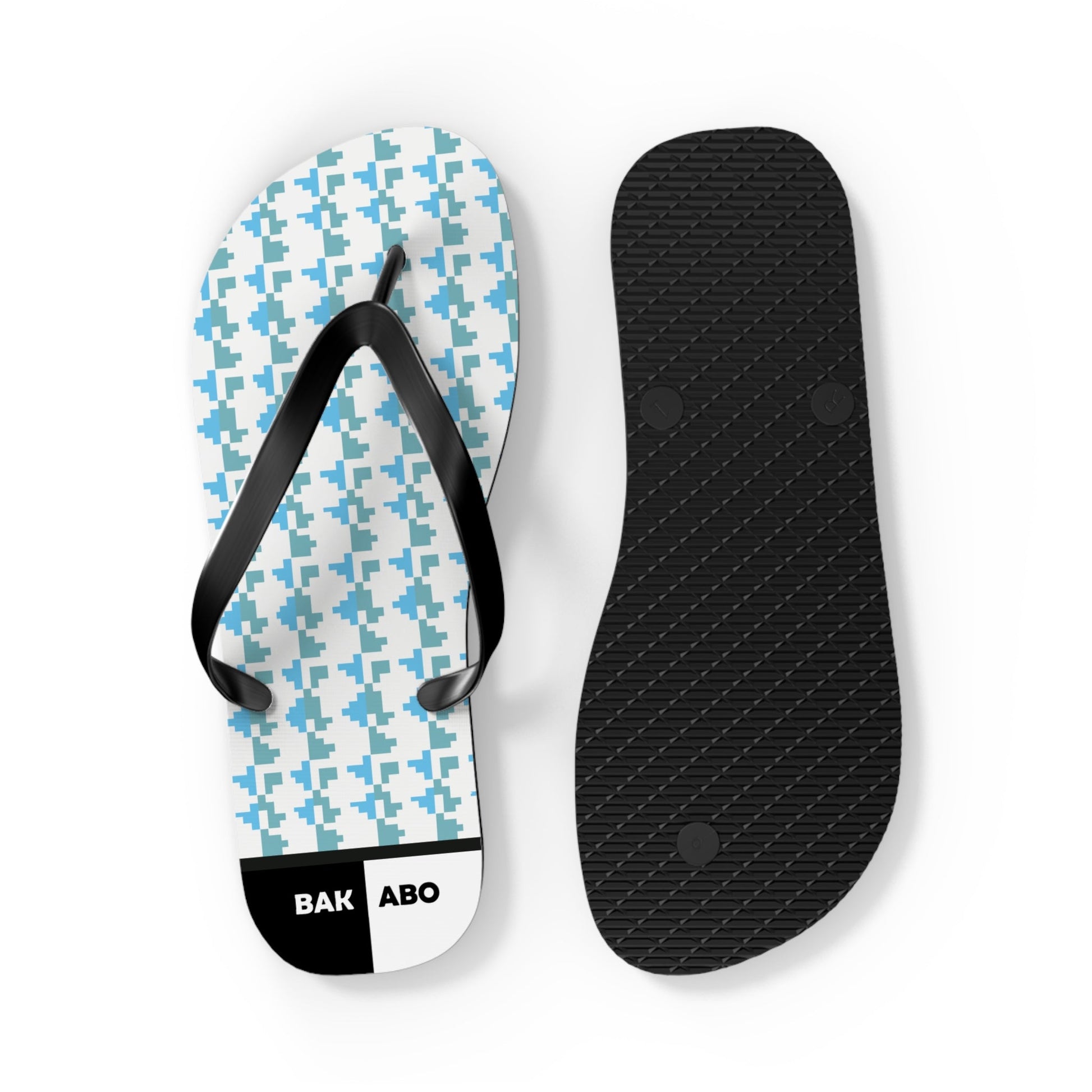Blue Houndstooth Flip Flops – Lightweight Summer Beach Sandals Printify bakabo.club