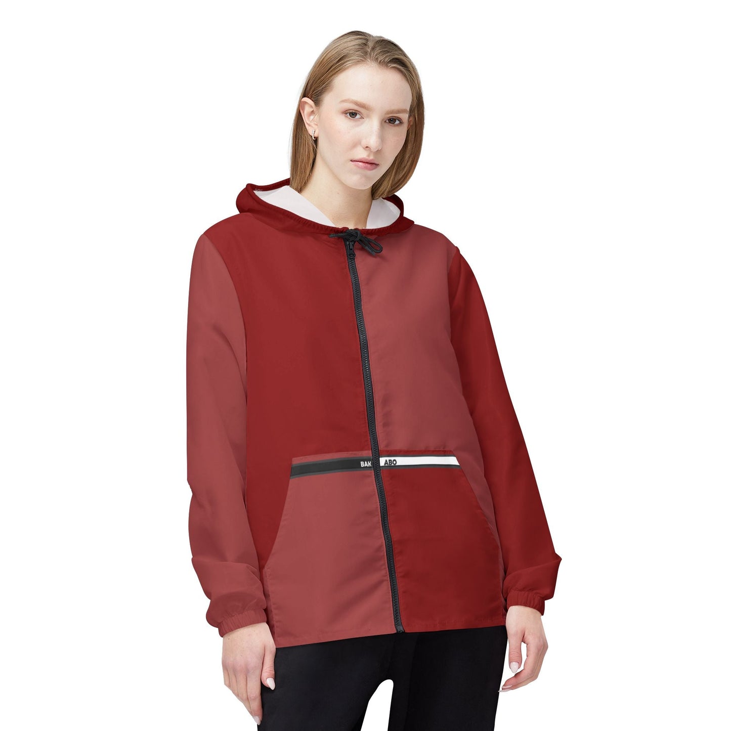 Two-Tone Lightweight Windbreaker Jacket – Red & Navy Hooded Zip-Up Printify bakabo.club