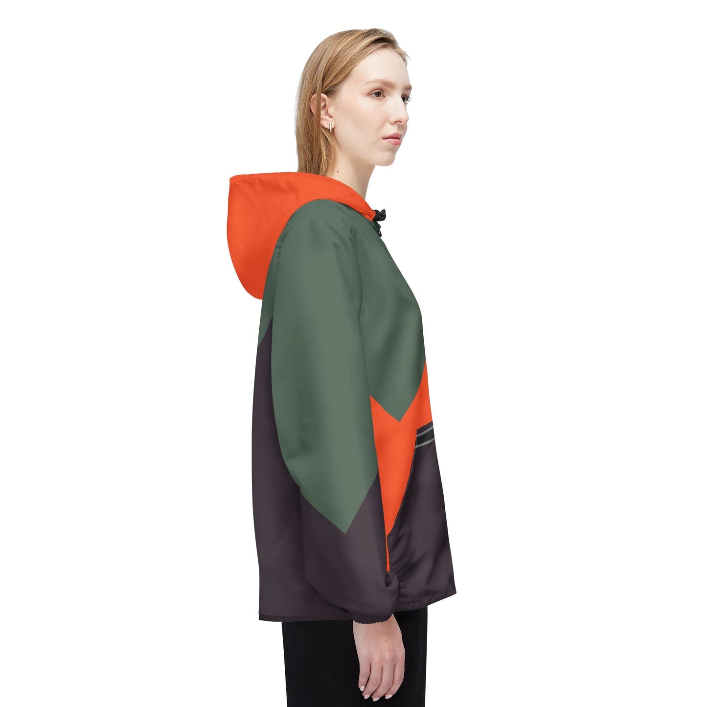 Windbreaker Jacket – Retro Chevron Colorblock Hooded Windbreaker Printify bakabo.club