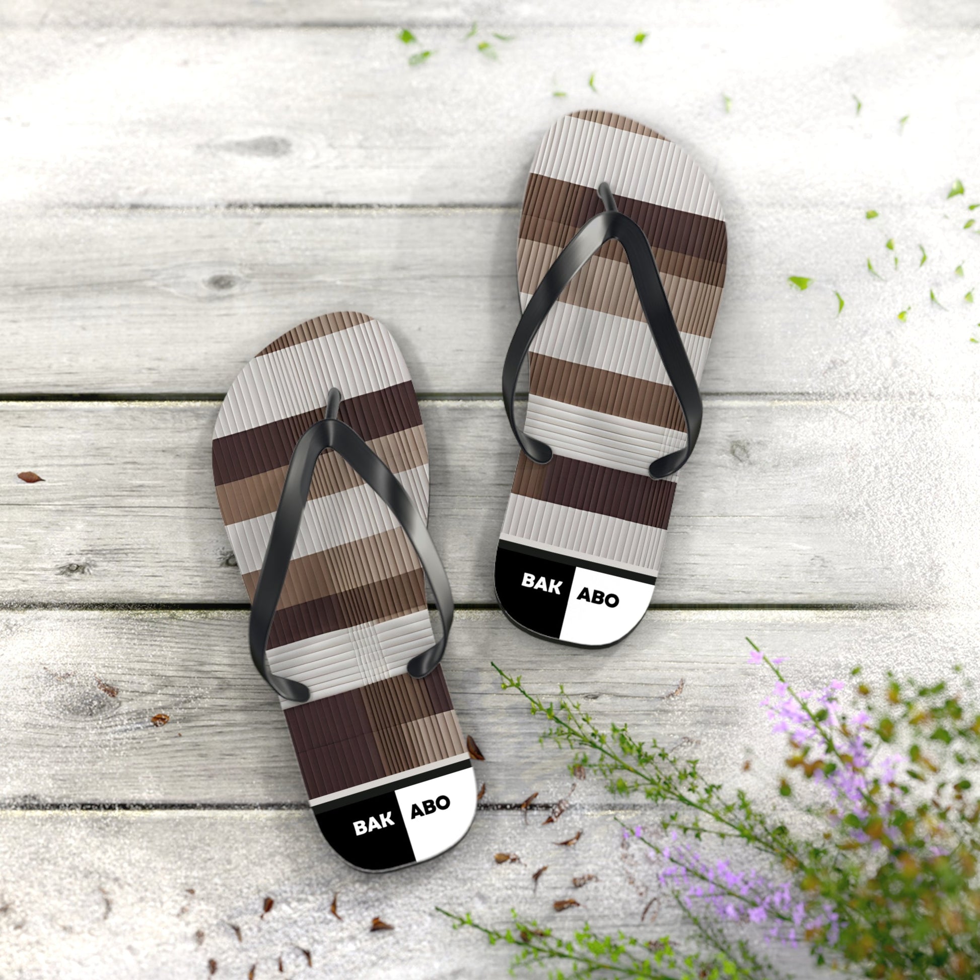 Monochrome Beetle Pattern Flip Flops — Black & White Bug Print Summer Sandals Printify bakabo.club