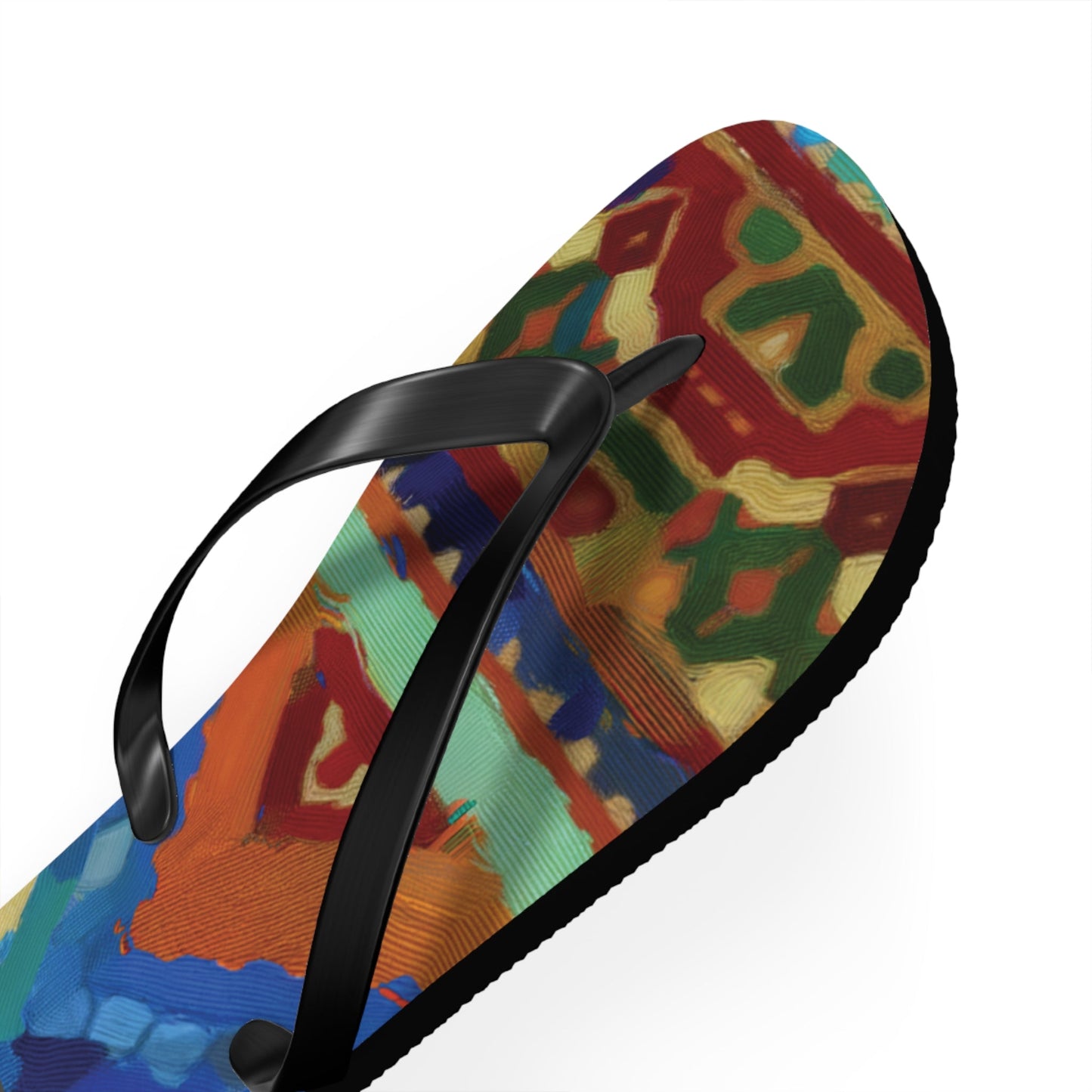 Colorful Tribal Pattern Flip Flops – Bold Aztec-Inspired Beach Sandals Printify bakabo.club