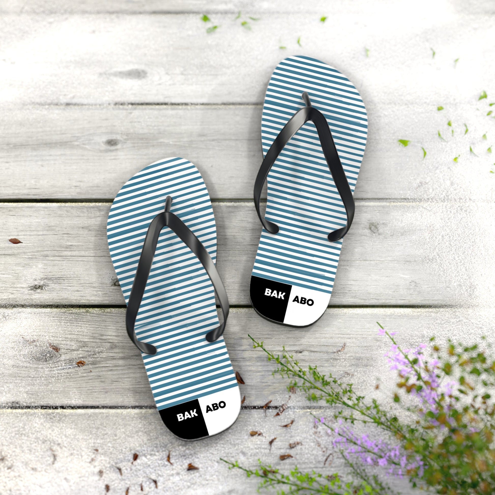 Striped Beach Flip Flops – Blue Nautical Summer Sandals Printify bakabo.club